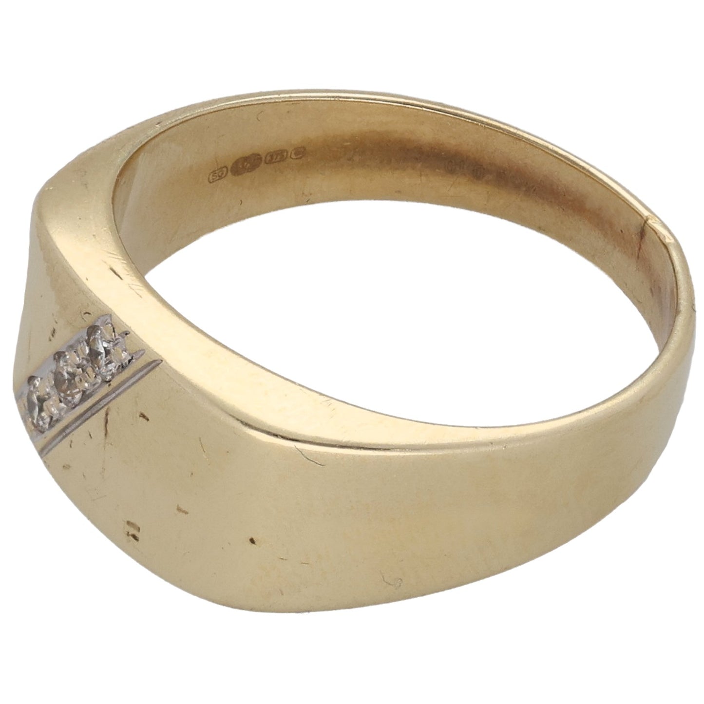 9ct Gold 0.03ct Diamond Signet Ring Size U