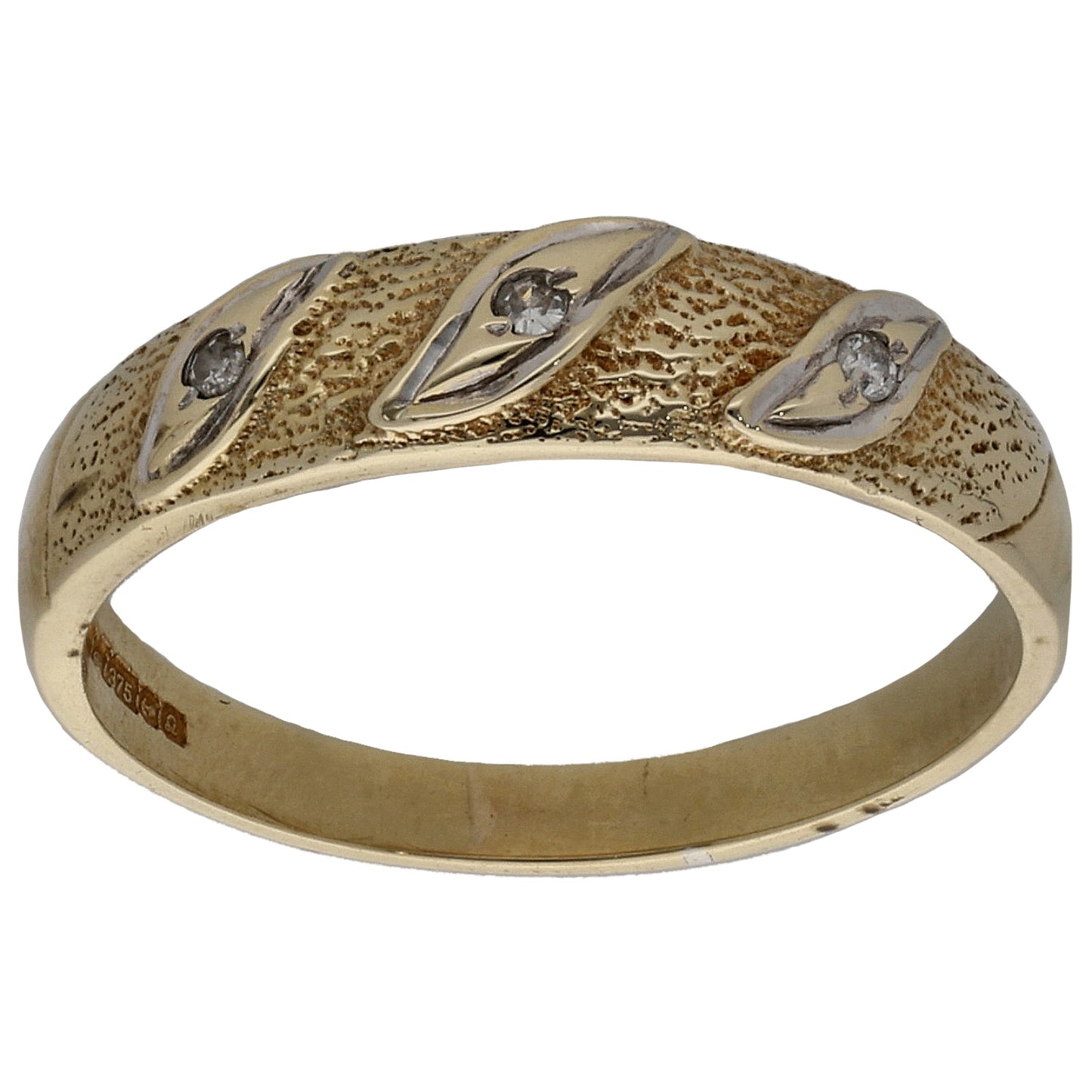9ct Gold 0.03ct Diamond Three Stone Ring Size K