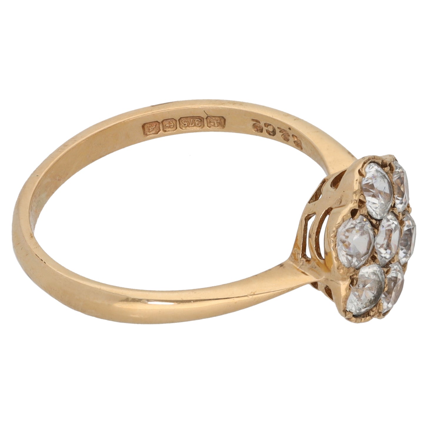 9ct Gold Cubic Zirconia Cluster Ring Size M