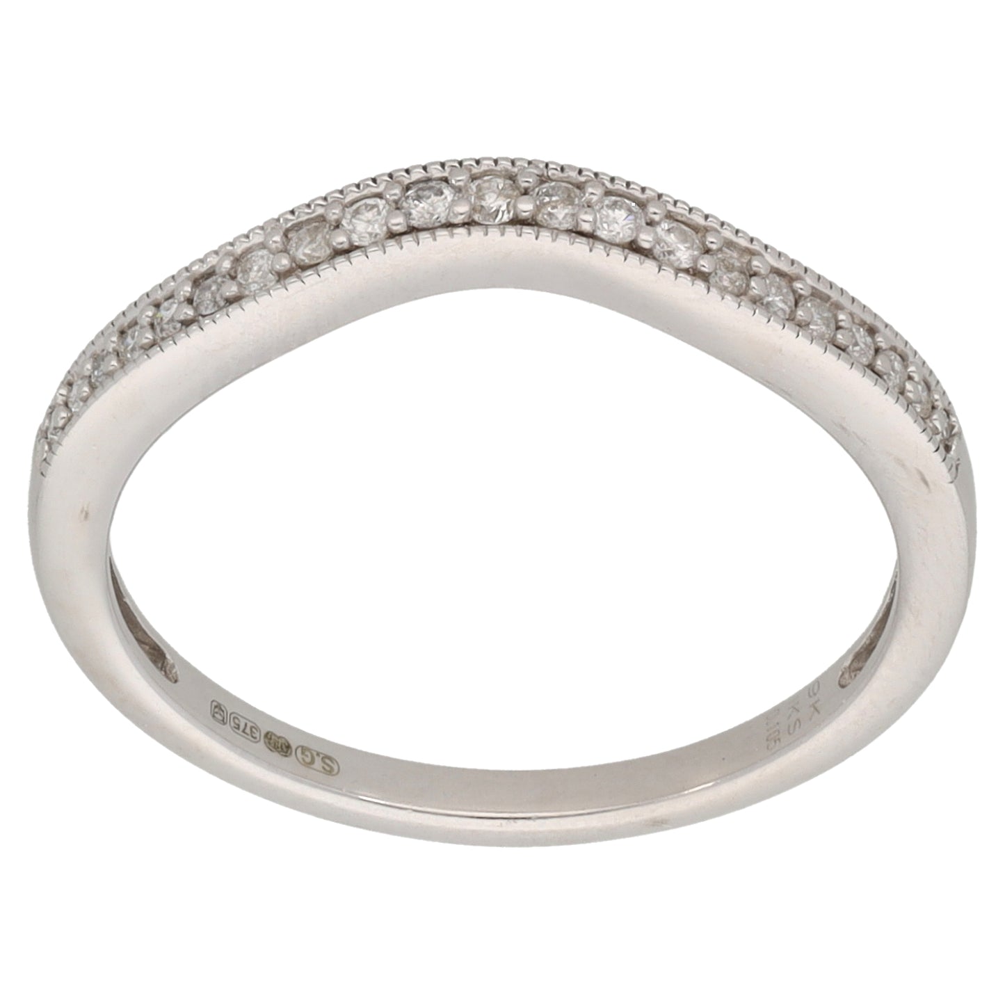 9ct White Gold 0.105ct Diamond Half Eternity Ring Size M