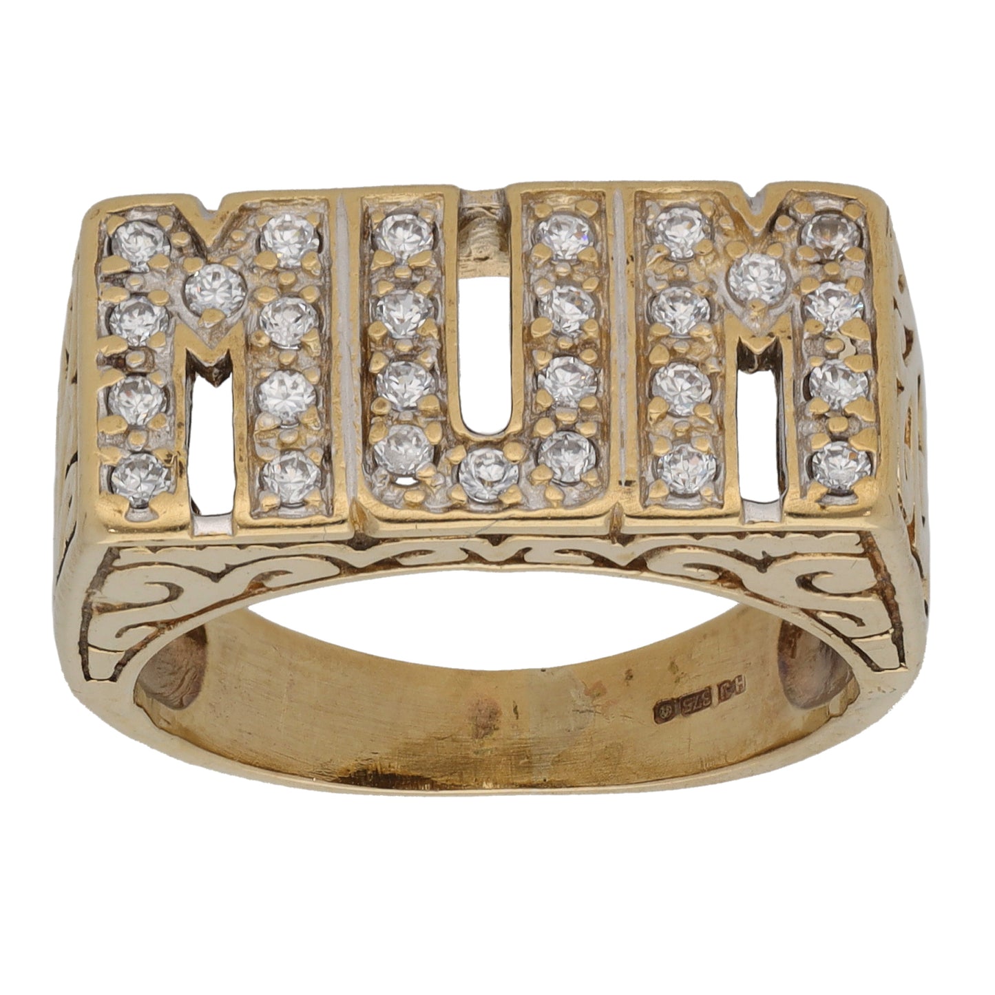 9ct Gold Cubic Zirconia Mum Ring Size P