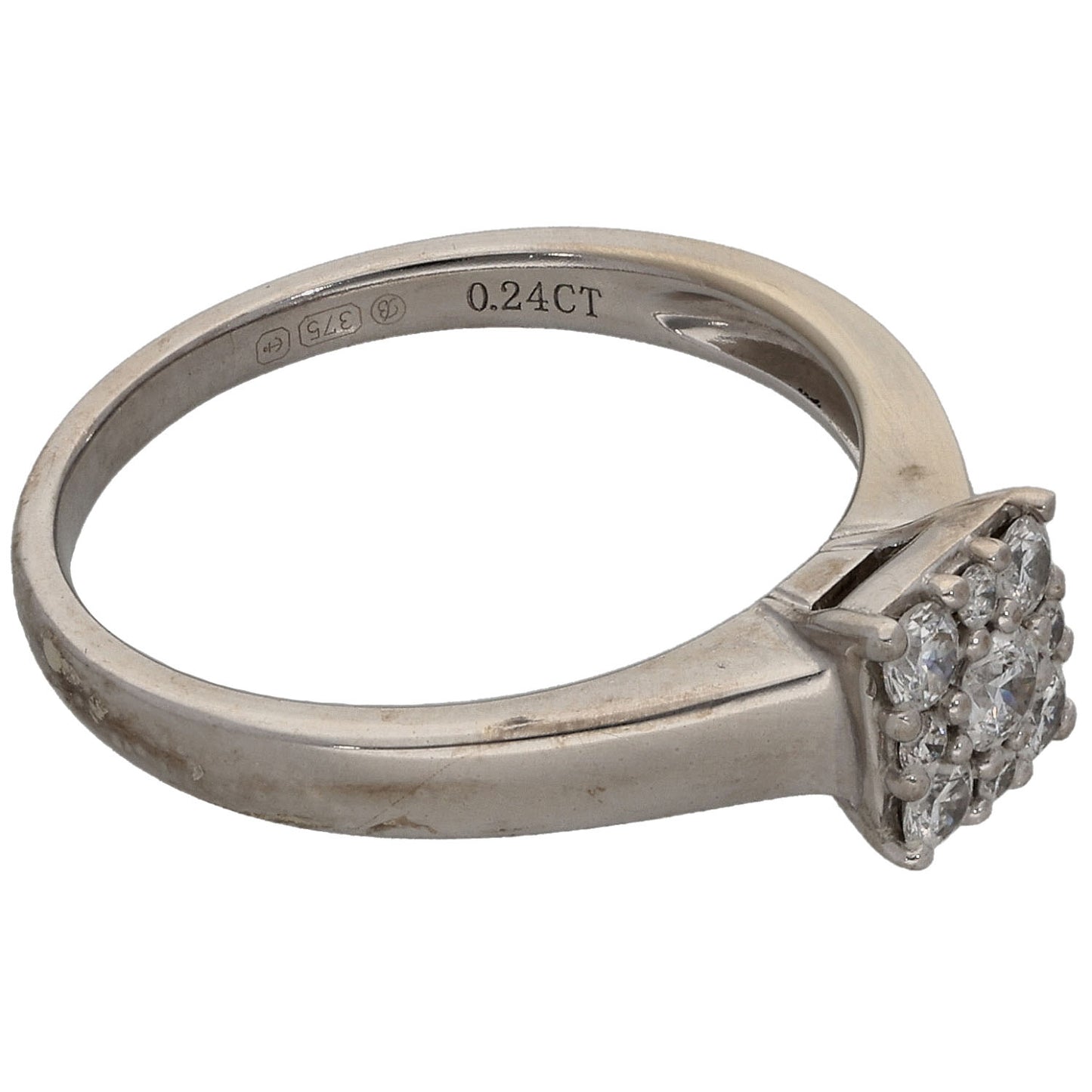 9ct White Gold 0.24ct Diamond Cluster Ring Size K