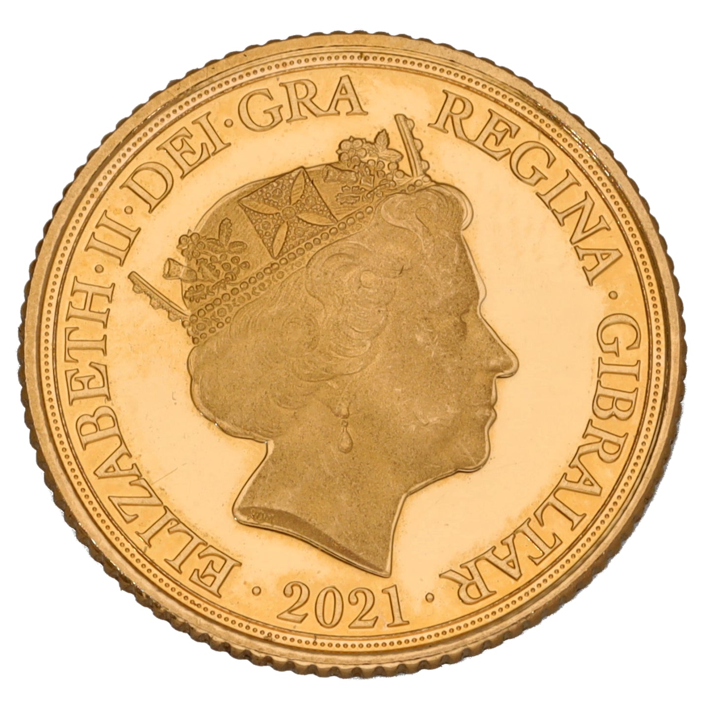 22ct Gold Queen Elizabeth II Half Sovereign Coin 2021