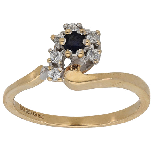9ct Gold Sapphire & Cubic Zirconia Dress/Cocktail Ring Size N