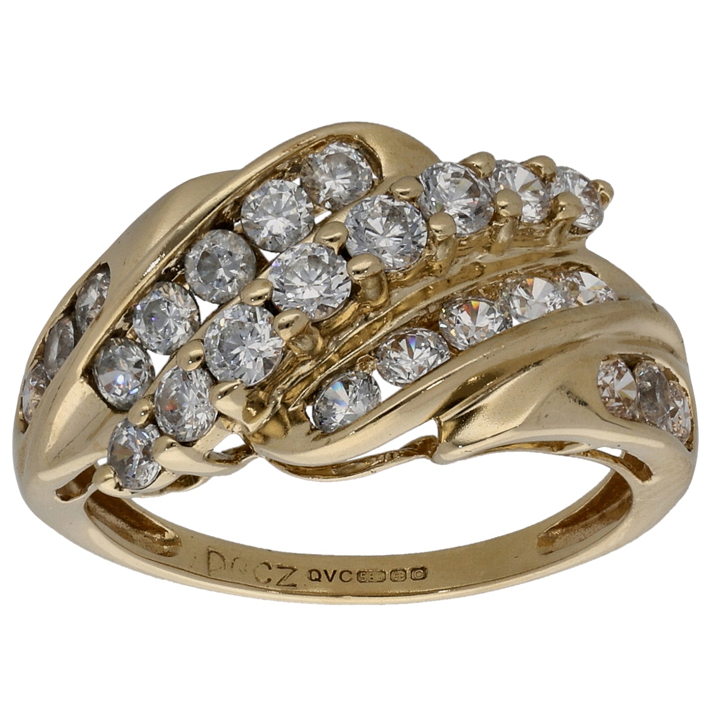 14ct Gold Cubic Zirconia Dress/Cocktail Ring Size L