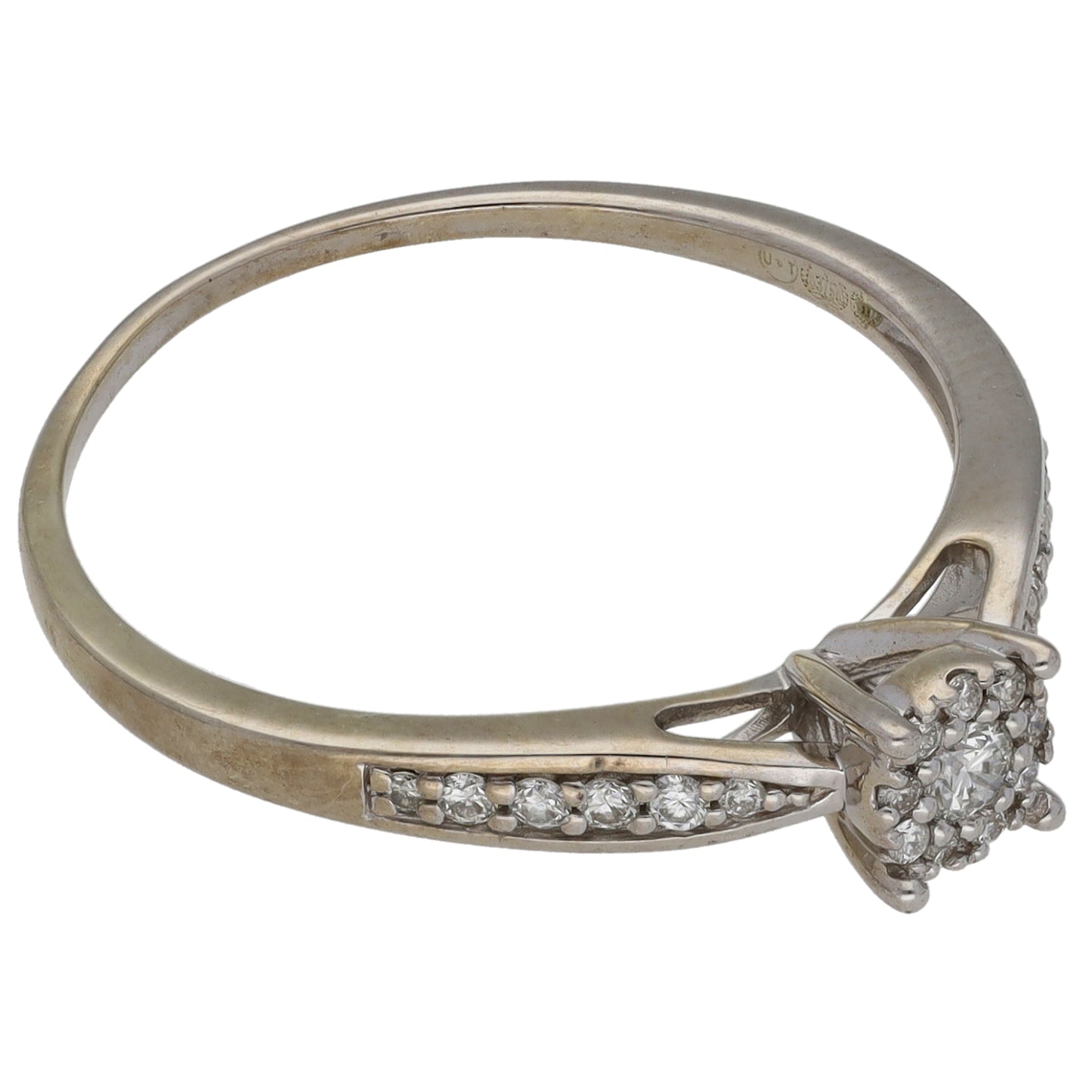 9ct White Gold 0.26ct Diamond Cluster Ring Size S