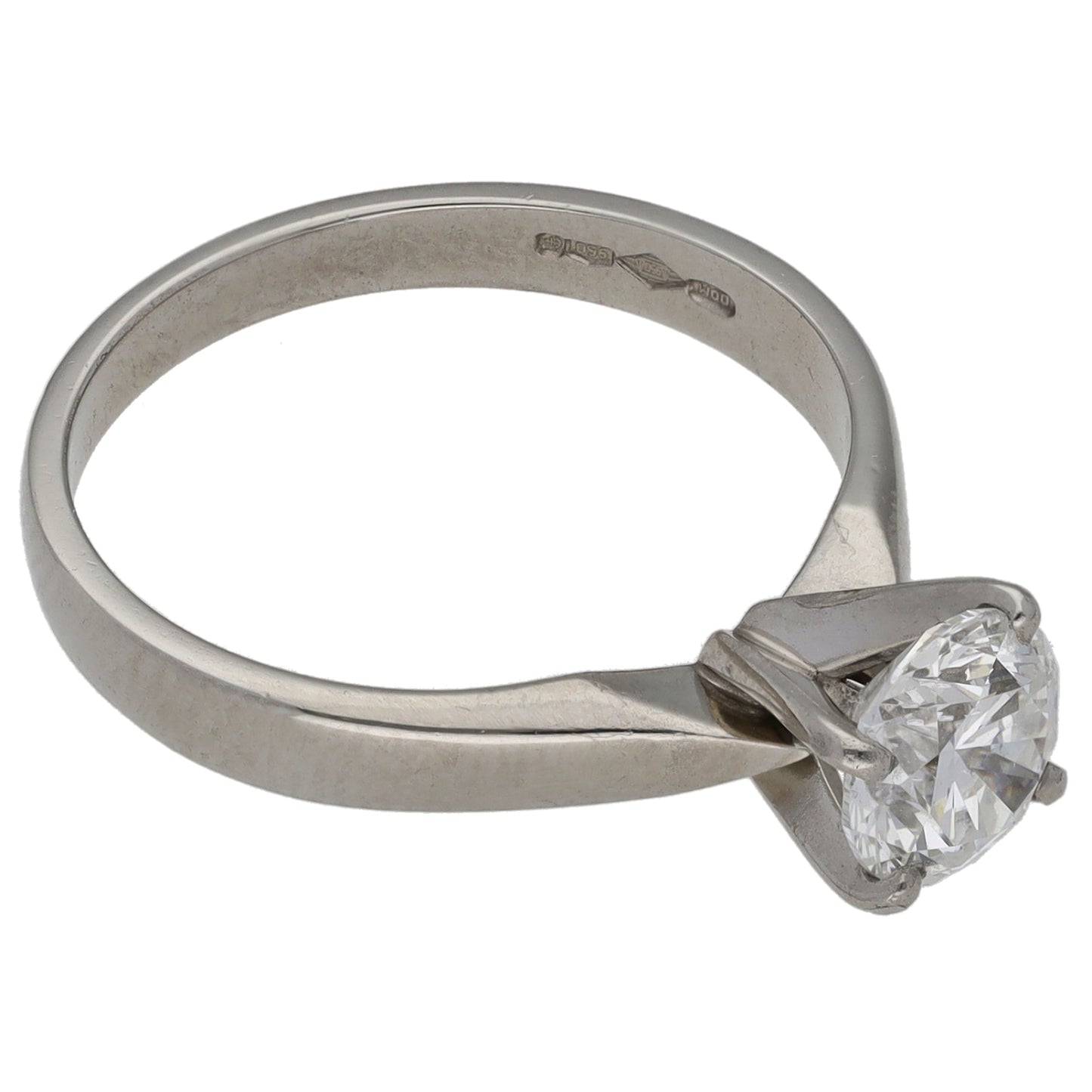 Platinum White Gold 0.90ct Diamond Solitaire Ring Size K