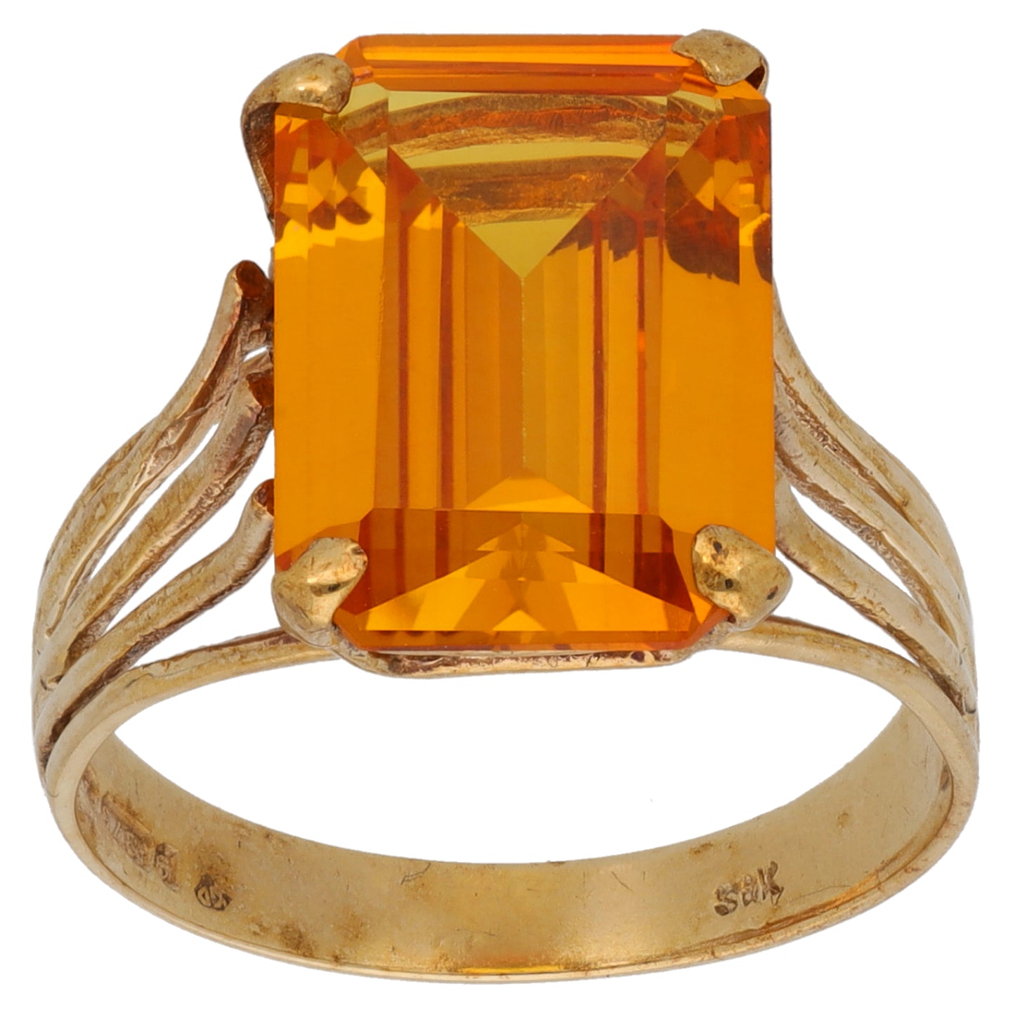 9ct Gold Citrine Single Stone Ring Size O