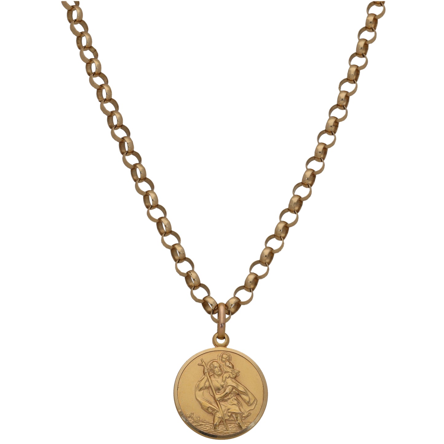 9ct Gold St Christopher Pendant With Chain
