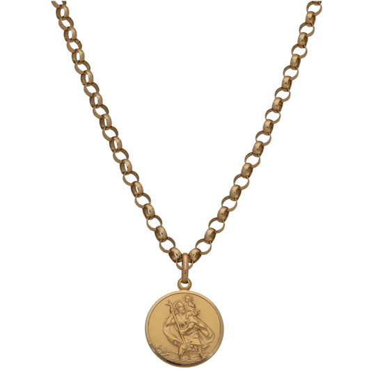 9ct Gold St Christopher Pendant With Chain