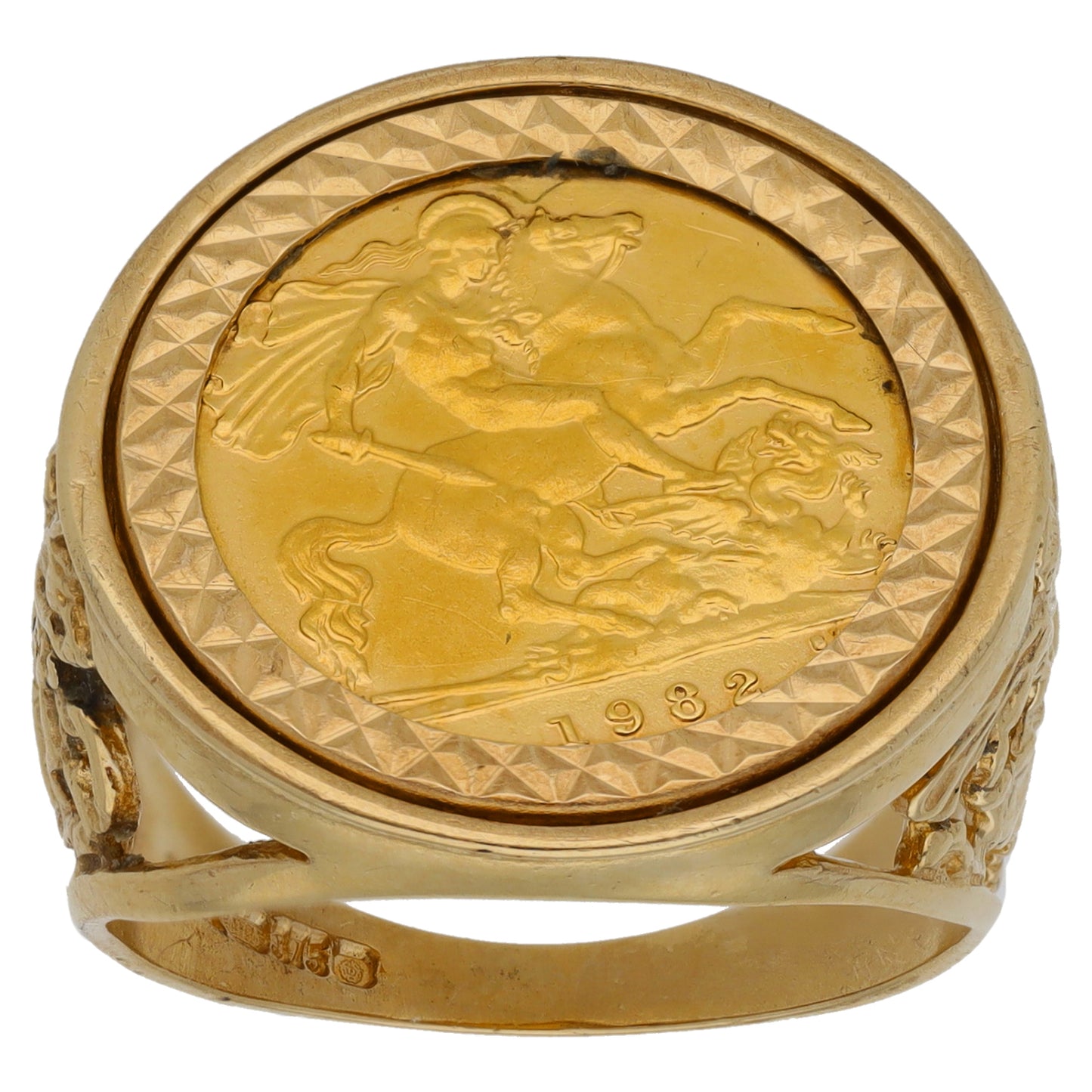 9ct Gold Half Sovereign Coin Ring Size T