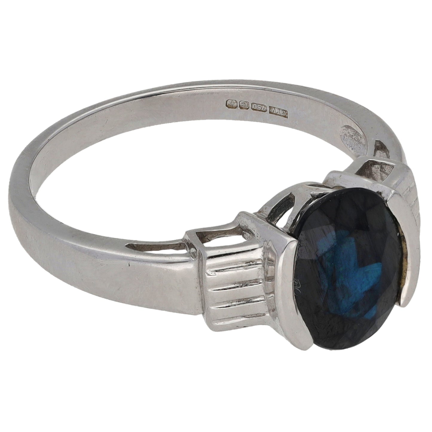18ct White Gold Sapphire Single Stone Ring Size N