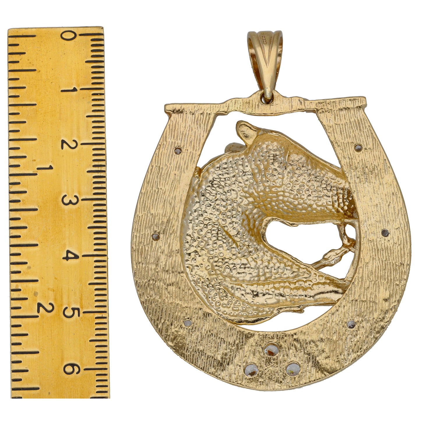 9ct Gold Cubic Zirconia Horseshoe Pendant