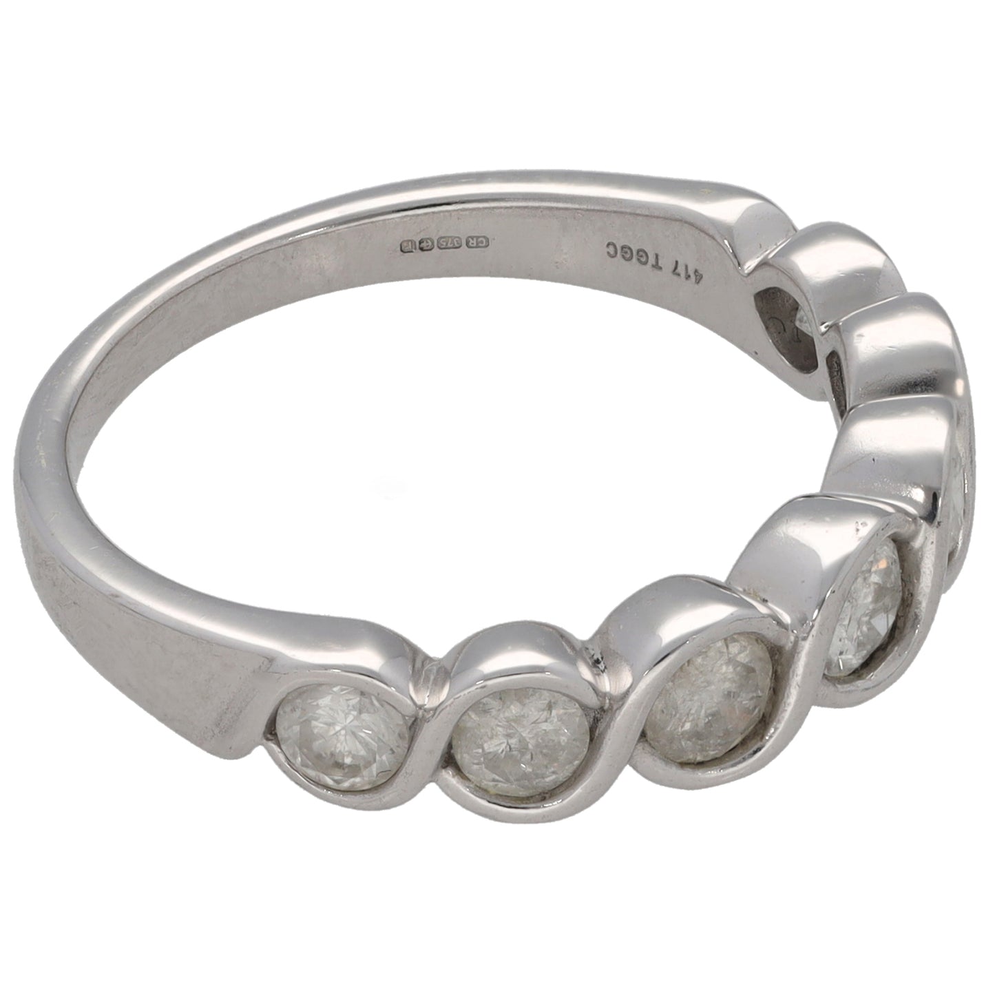 9ct White Gold 1.20ct Diamond Half Eternity Ring Size P