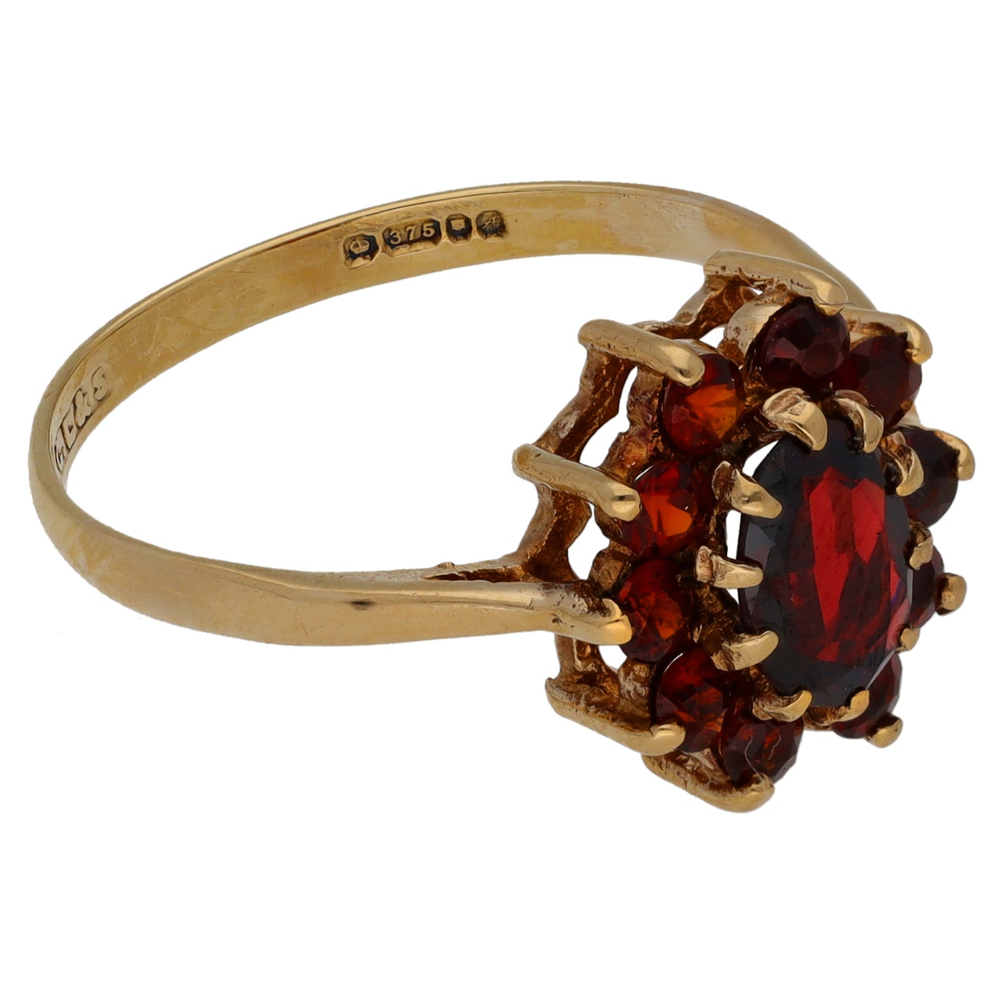9ct Gold Garnet Dress/Cocktail Ring Size O