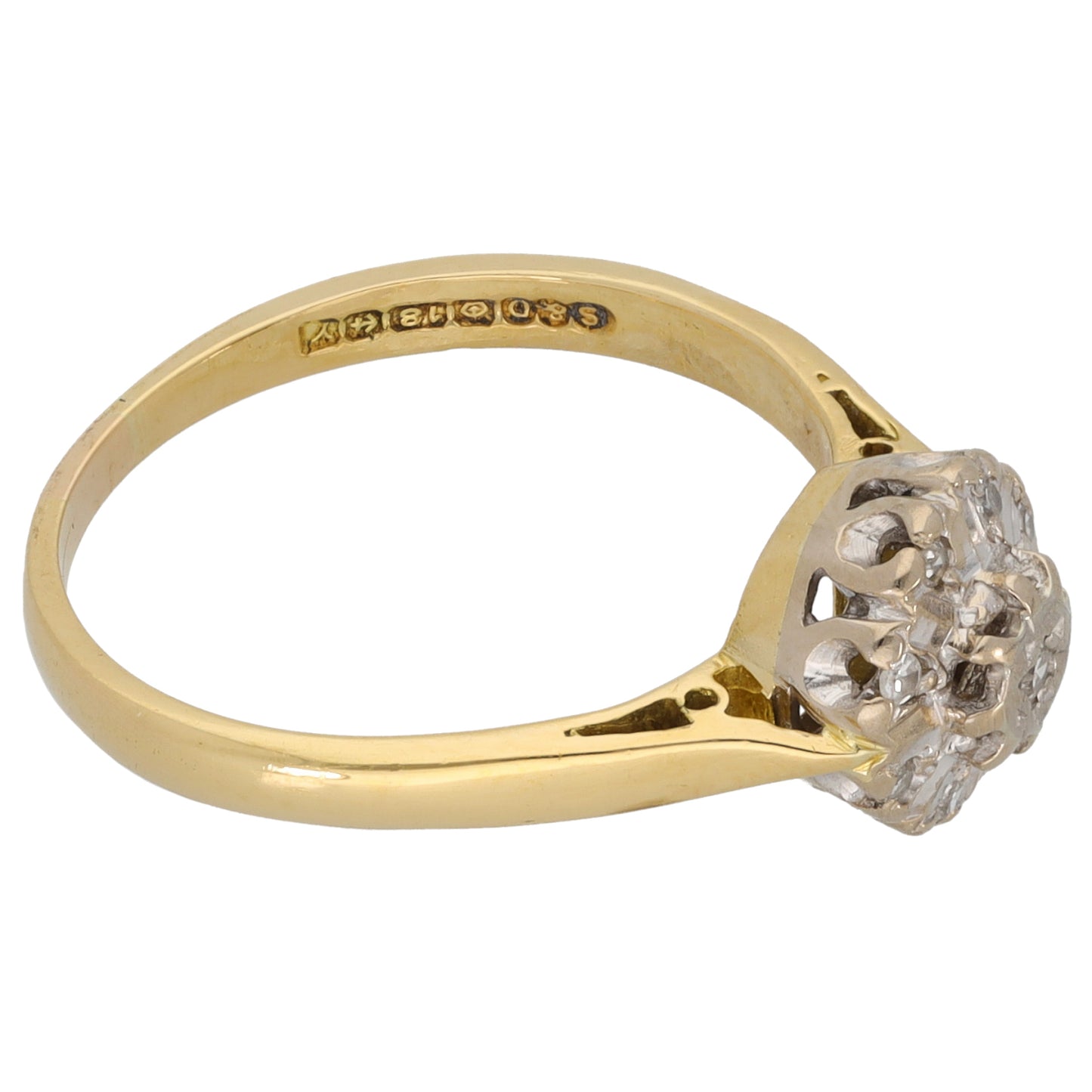 18ct Gold 0.10ct Diamond Cluster Ring Size N