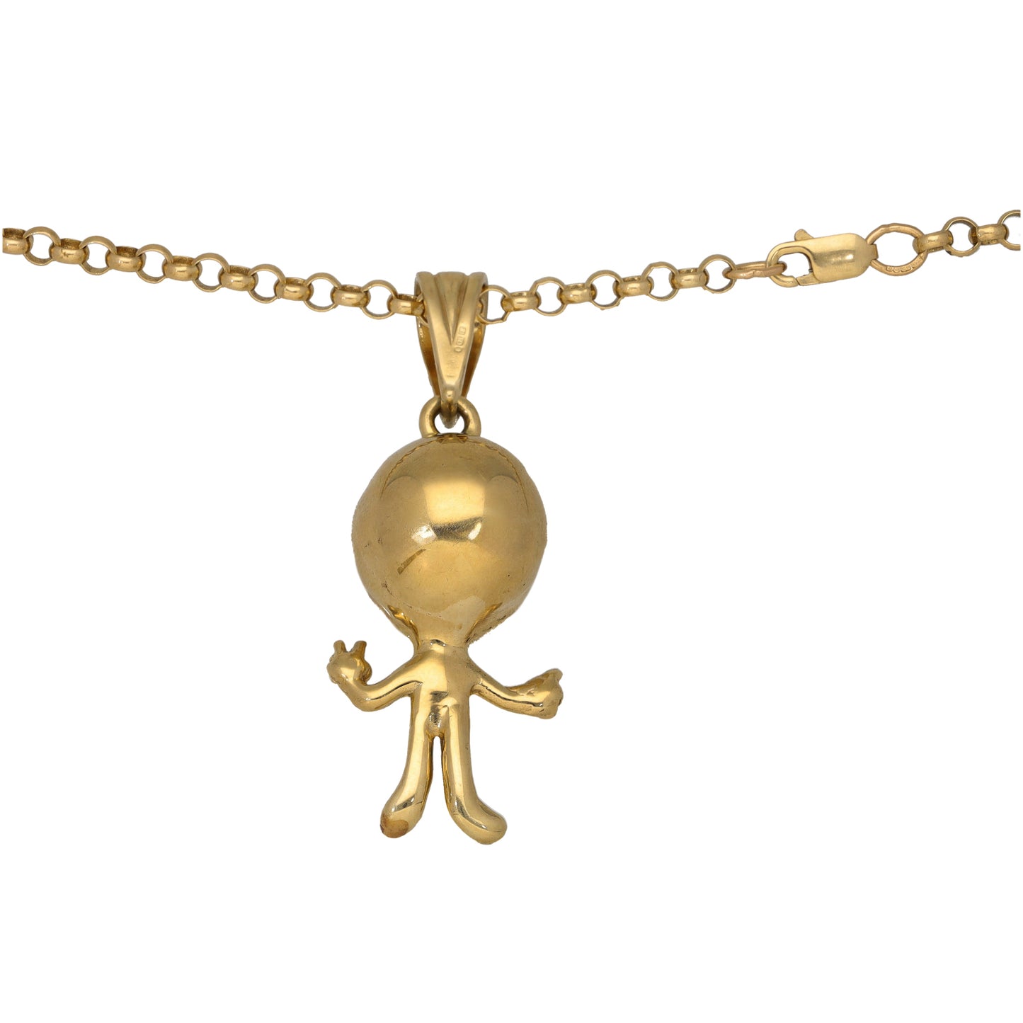 9ct Gold Imitation Alien Pendant With Chain