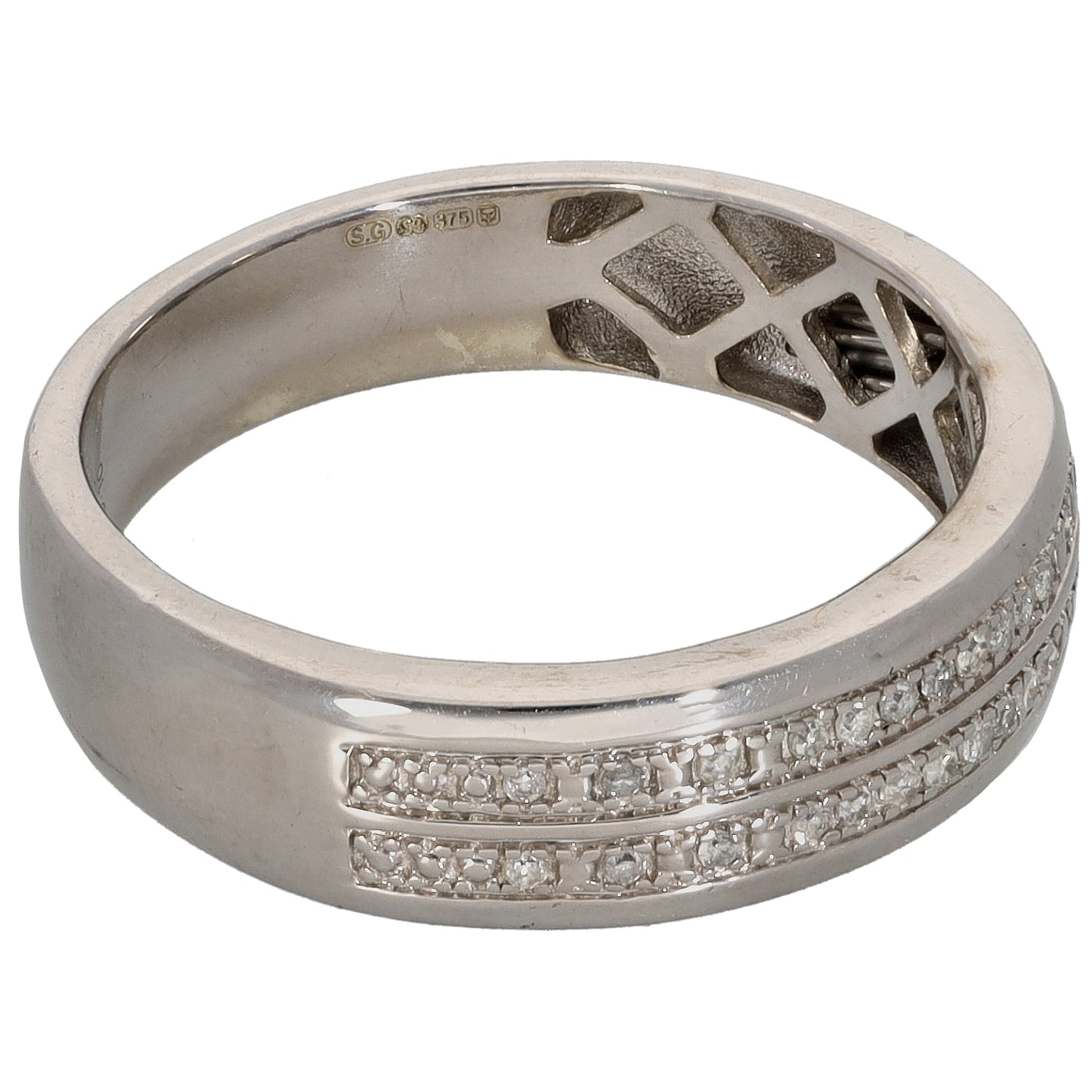 9ct White Gold 0.13ct Diamond Dress/Cocktail Ring Size S