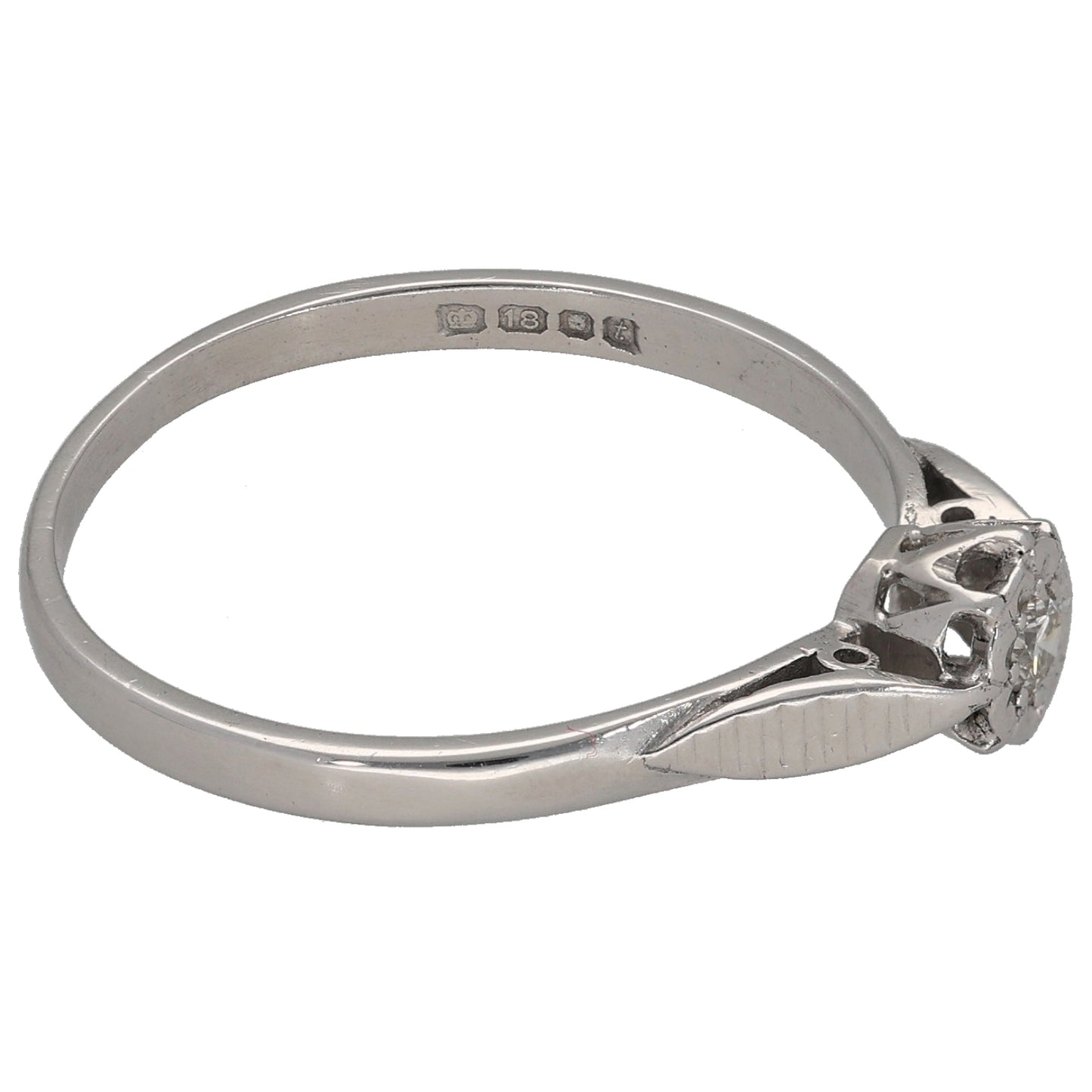18ct White Gold 0.05ct Diamond Solitaire Ring Size S