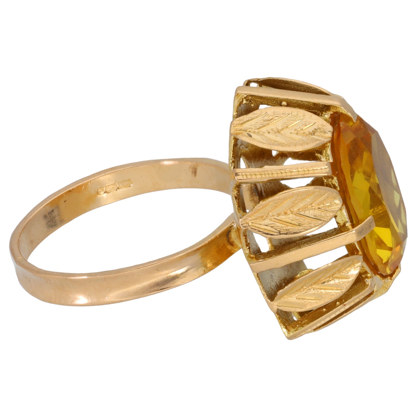 14ct Gold Man Made Sapphire Single Stone Ring Size K