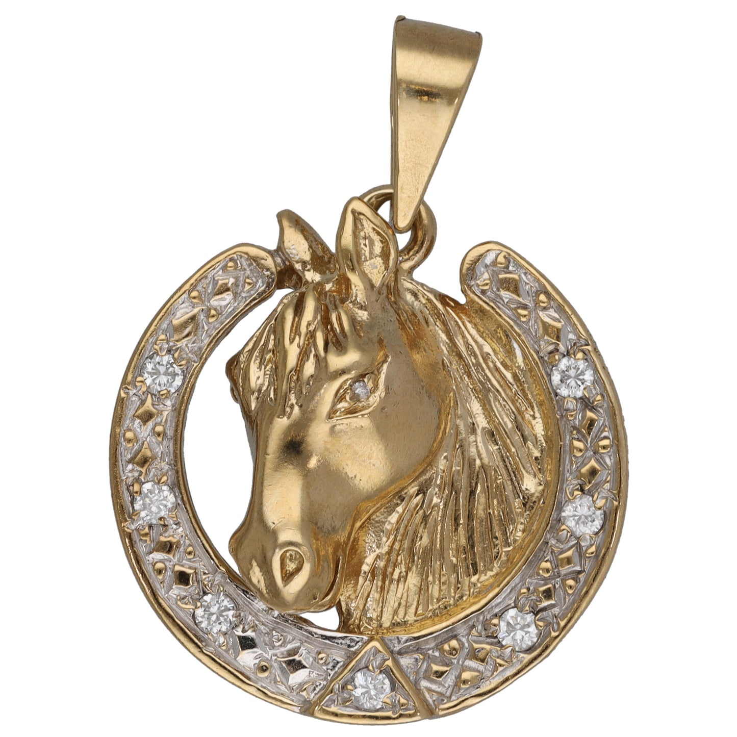 9ct Gold Cubic Zirconia Horse Pendant