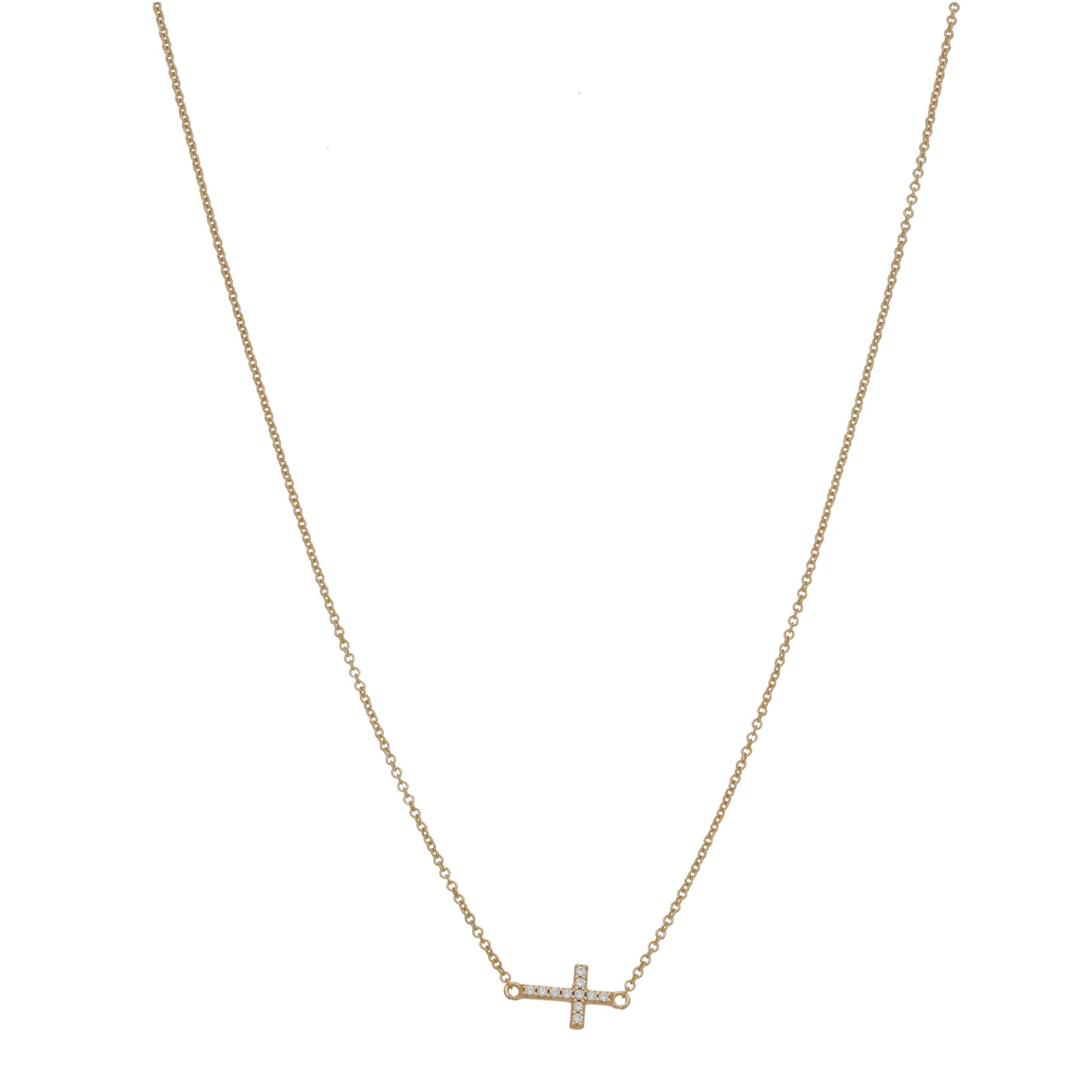 New 9ct Gold Cubic Zirconia Cross Belcher Chain 18"