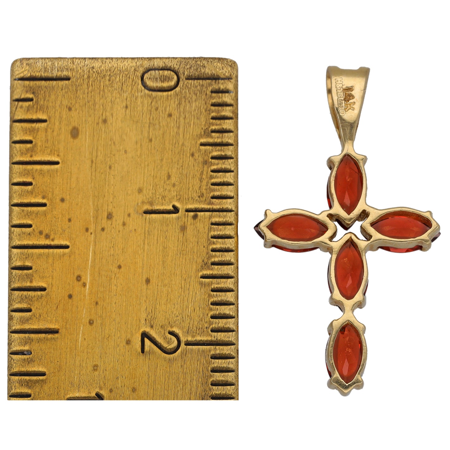 14ct Gold Garnet Cross Pendant