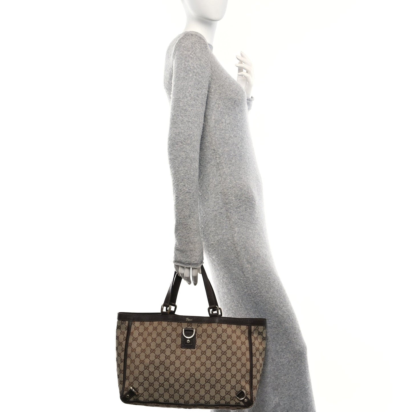 Gucci Abbey Tote GG Canvas Bag - Brown