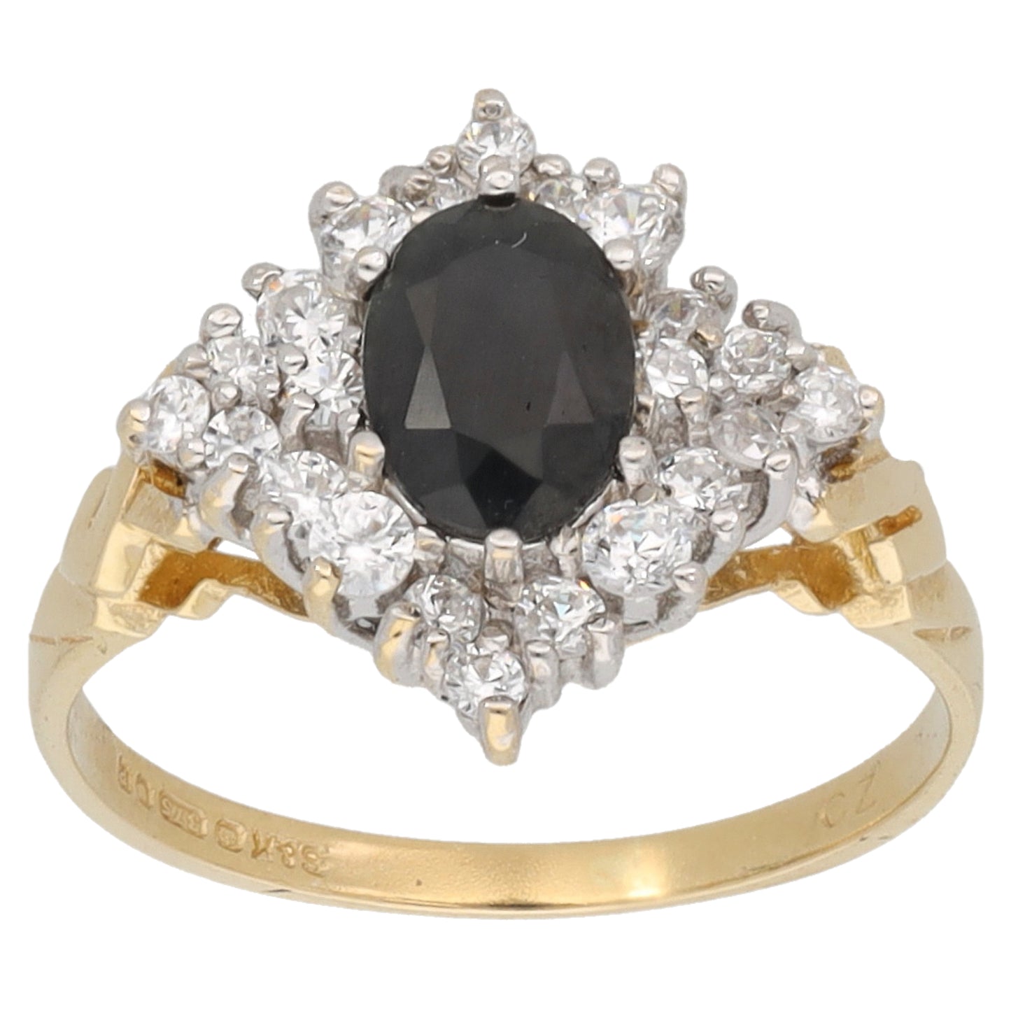 9ct Gold Sapphire & Cubic Zirconia Dress/Cocktail Ring Size L