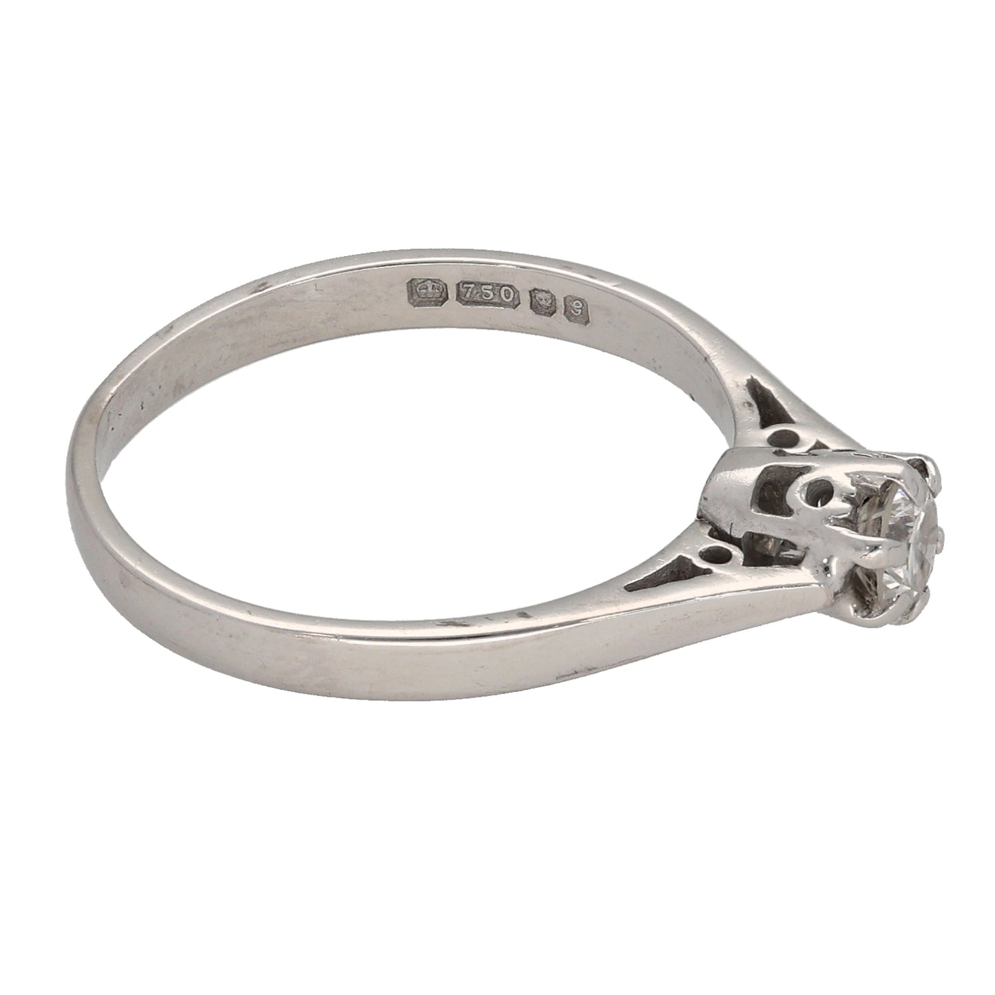 18ct White Gold 0.25ct Diamond Solitaire Ring Size M