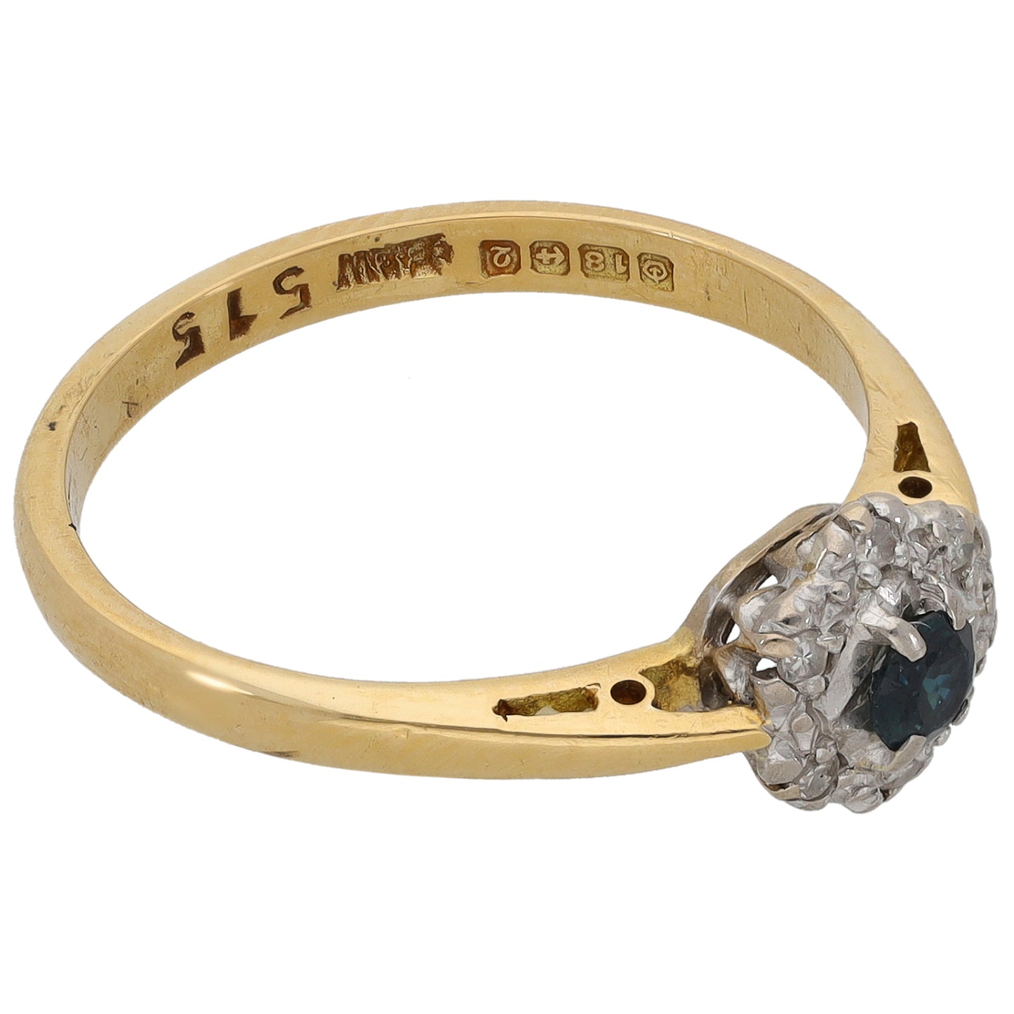 18ct Gold Sapphire & 0.03ct Diamond Dress/Cocktail Ring Size P