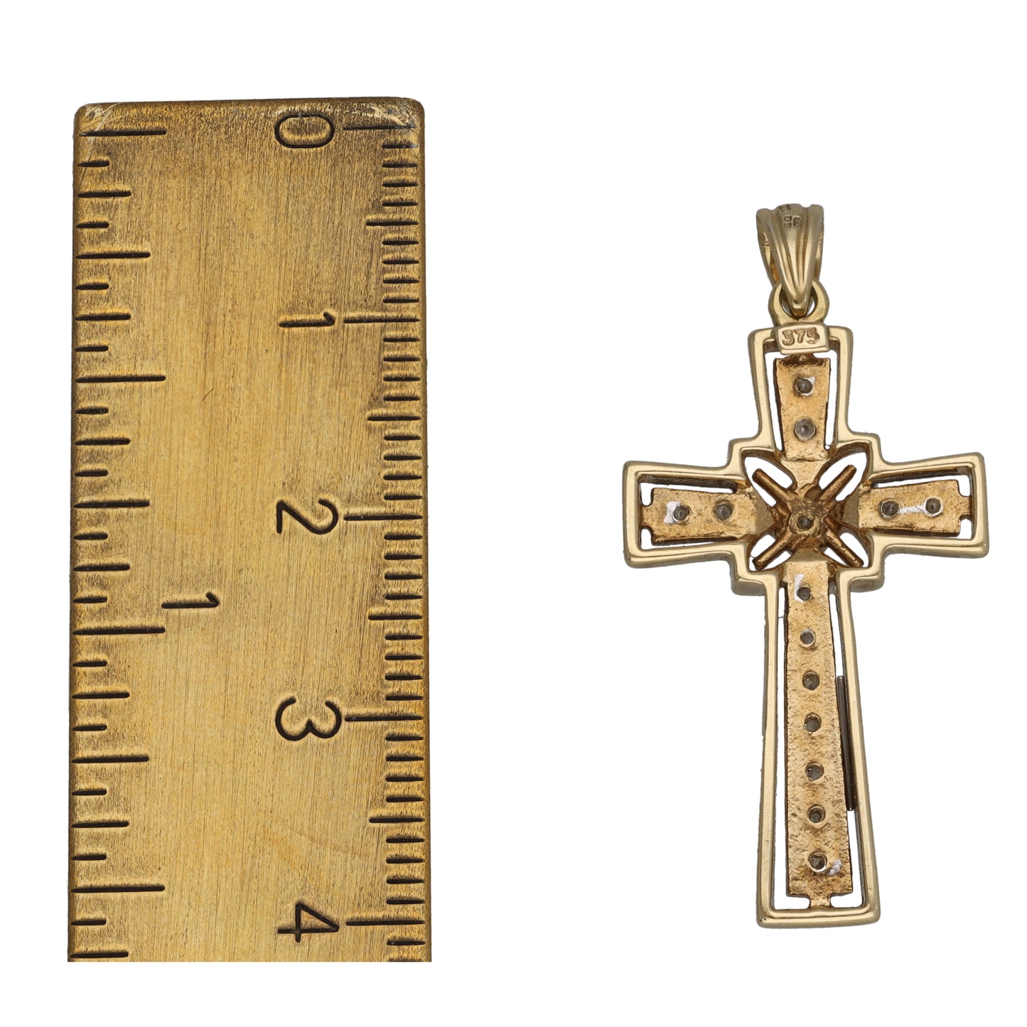 9ct Bicolour Gold 0.07ct Diamond Cross Pendant