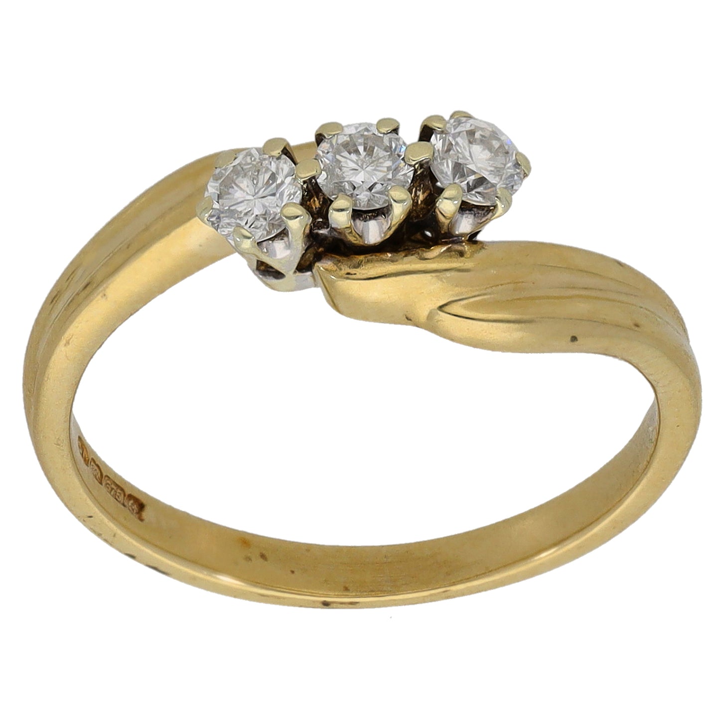 9ct Gold 0.21ct Diamond Trilogy Ring Size K
