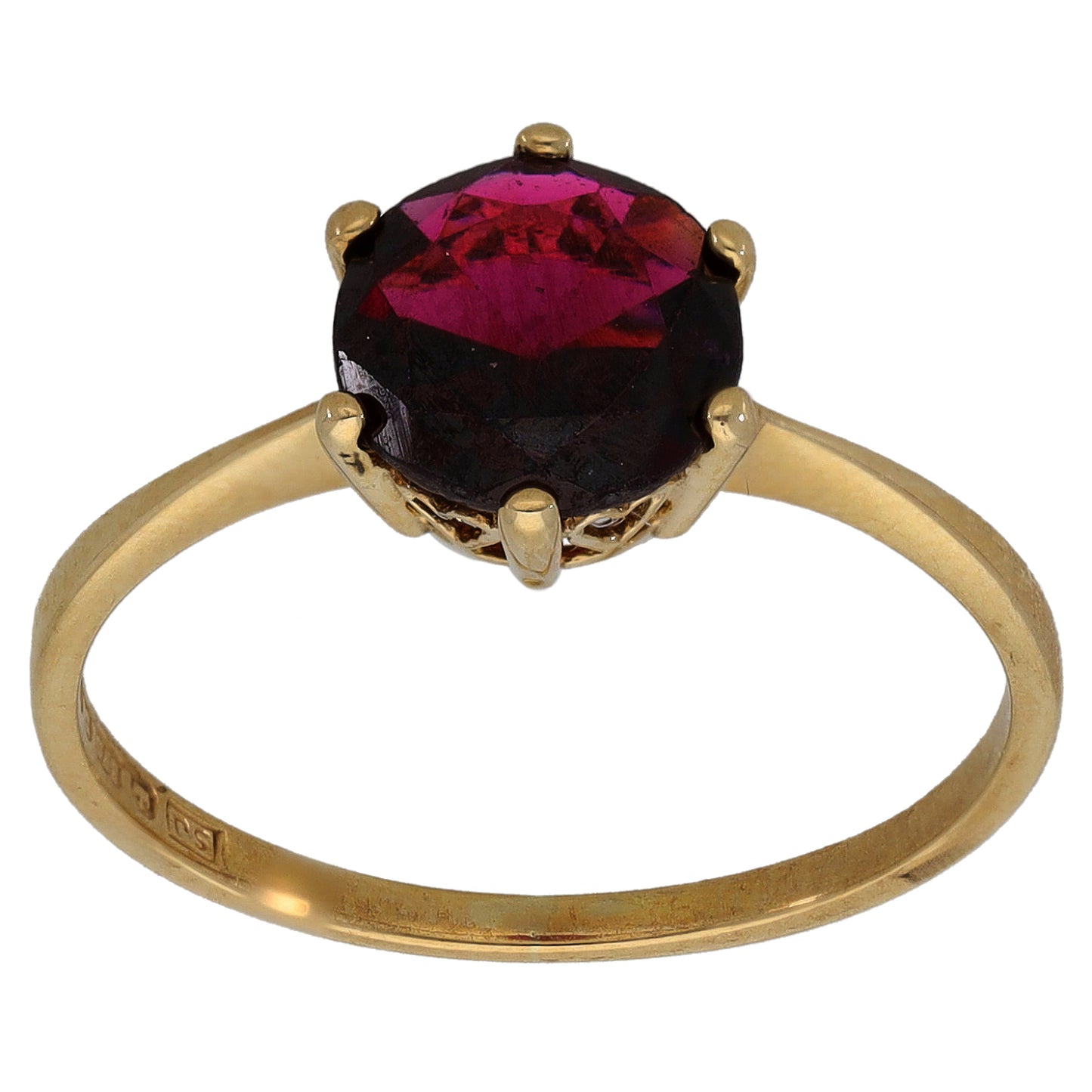9ct Gold Garnet Single Stone Ring Size O