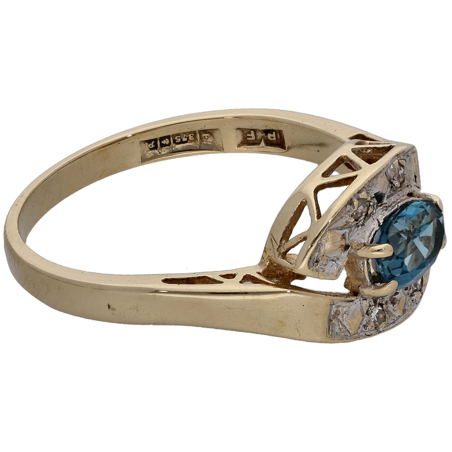 9ct Gold 0.04ct Diamond & Topaz Dress/Cocktail Ring Size O