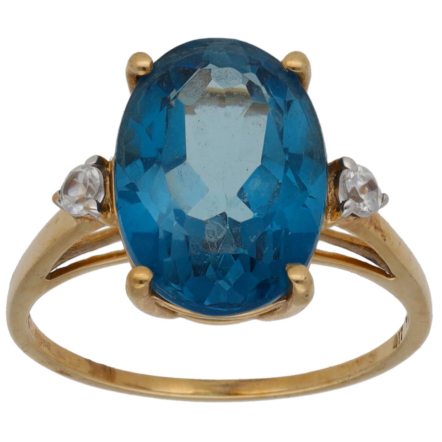 9ct Gold Topaz & Imitation Dress/Cocktail Ring Size P