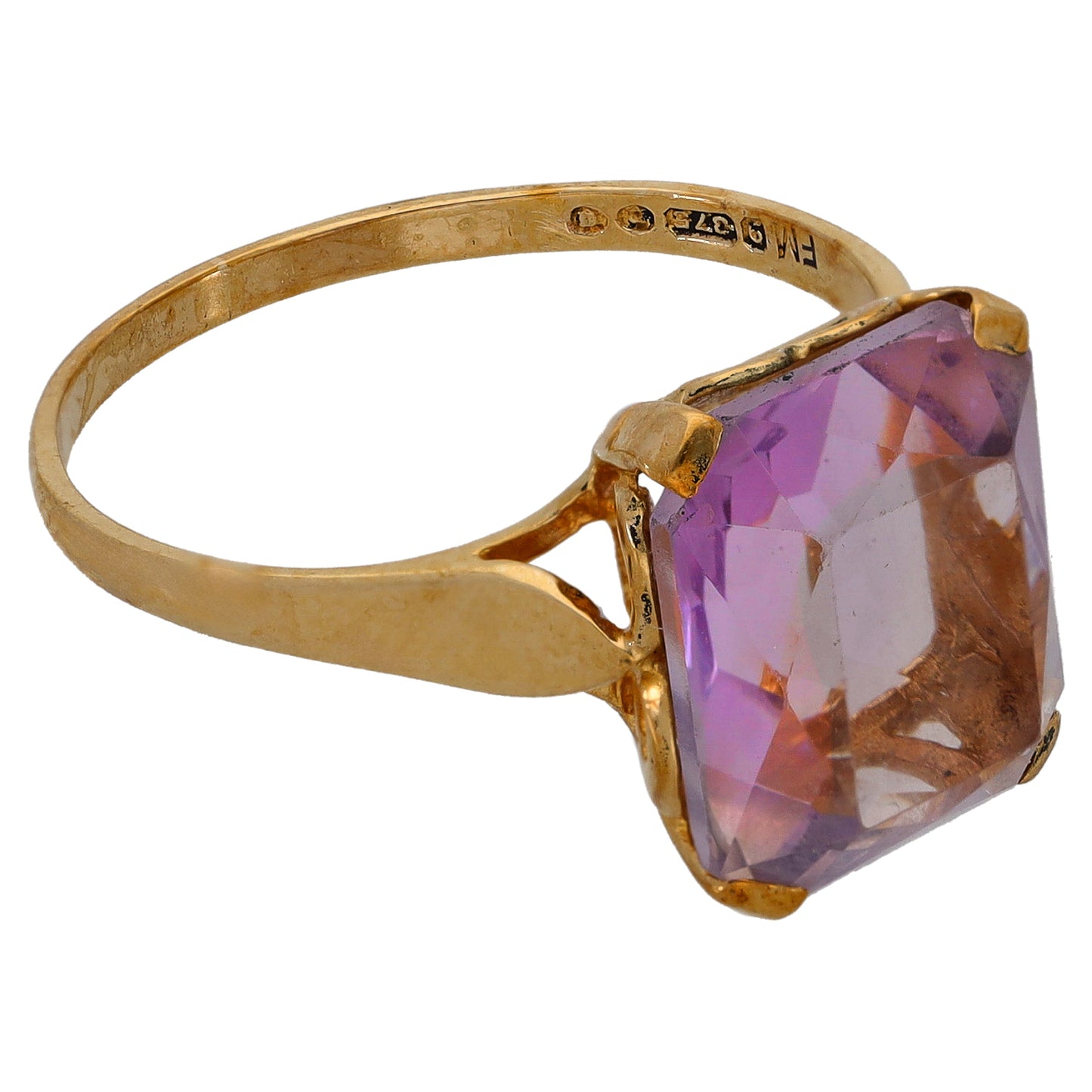 9ct Gold Amethyst Single Stone Ring Size Q