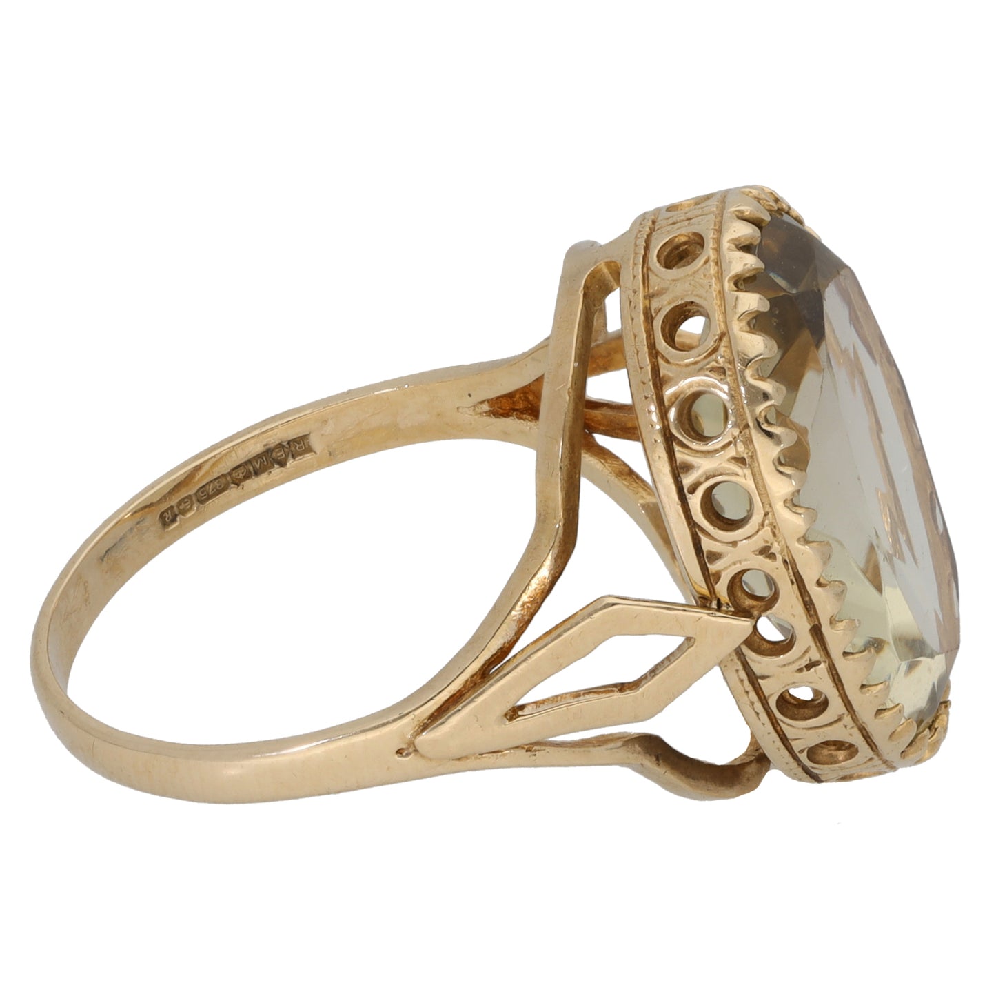 9ct Gold Quartz Single Stone Ring Size Q
