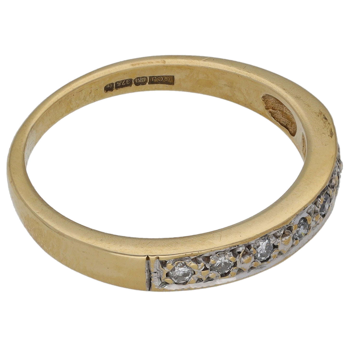 9ct Gold 0.07ct Diamond Half Eternity Ring Size N