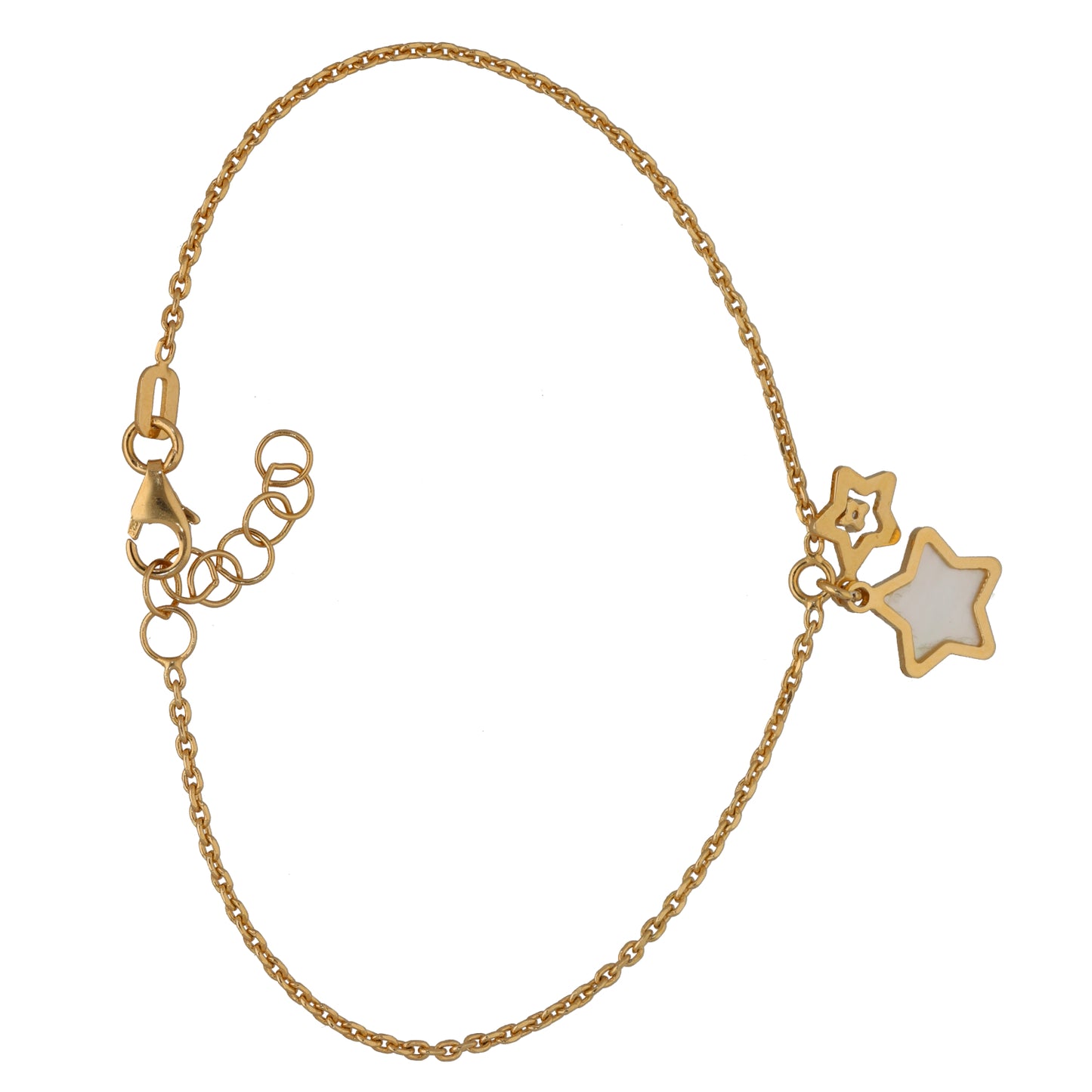 New 9ct Gold Cubic Zirconia & Mother Of Pearl Star Bracelet