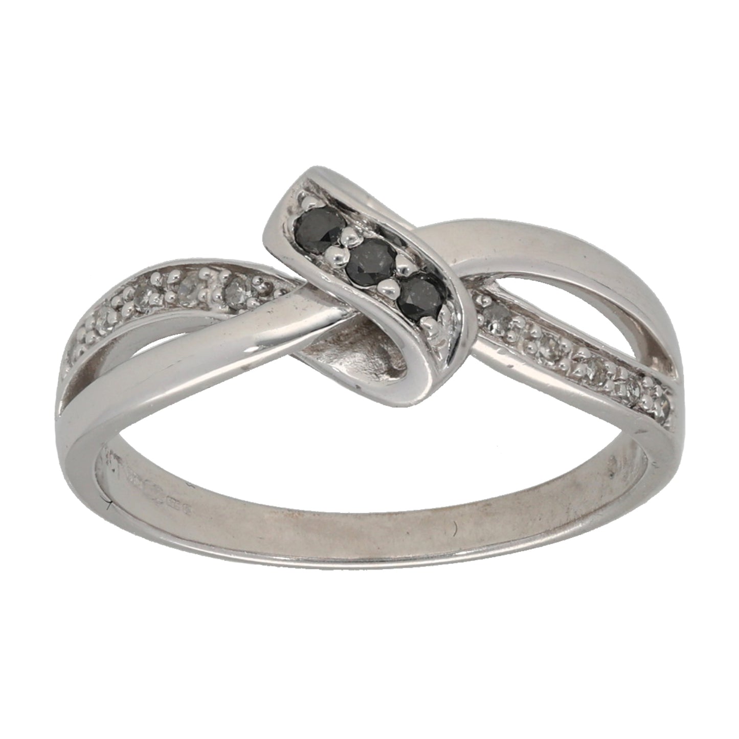 9ct White Gold 0.13ct Diamond Dress/Cocktail Ring Size L