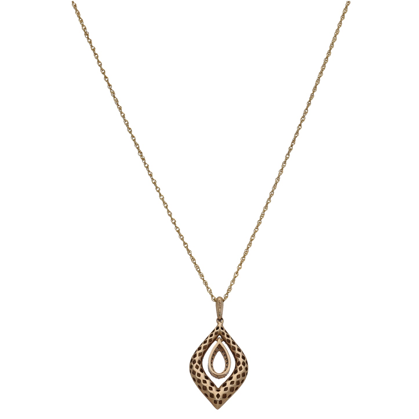 9ct Gold 0.105ct Diamond Dress/Cocktail Pendant With Chain