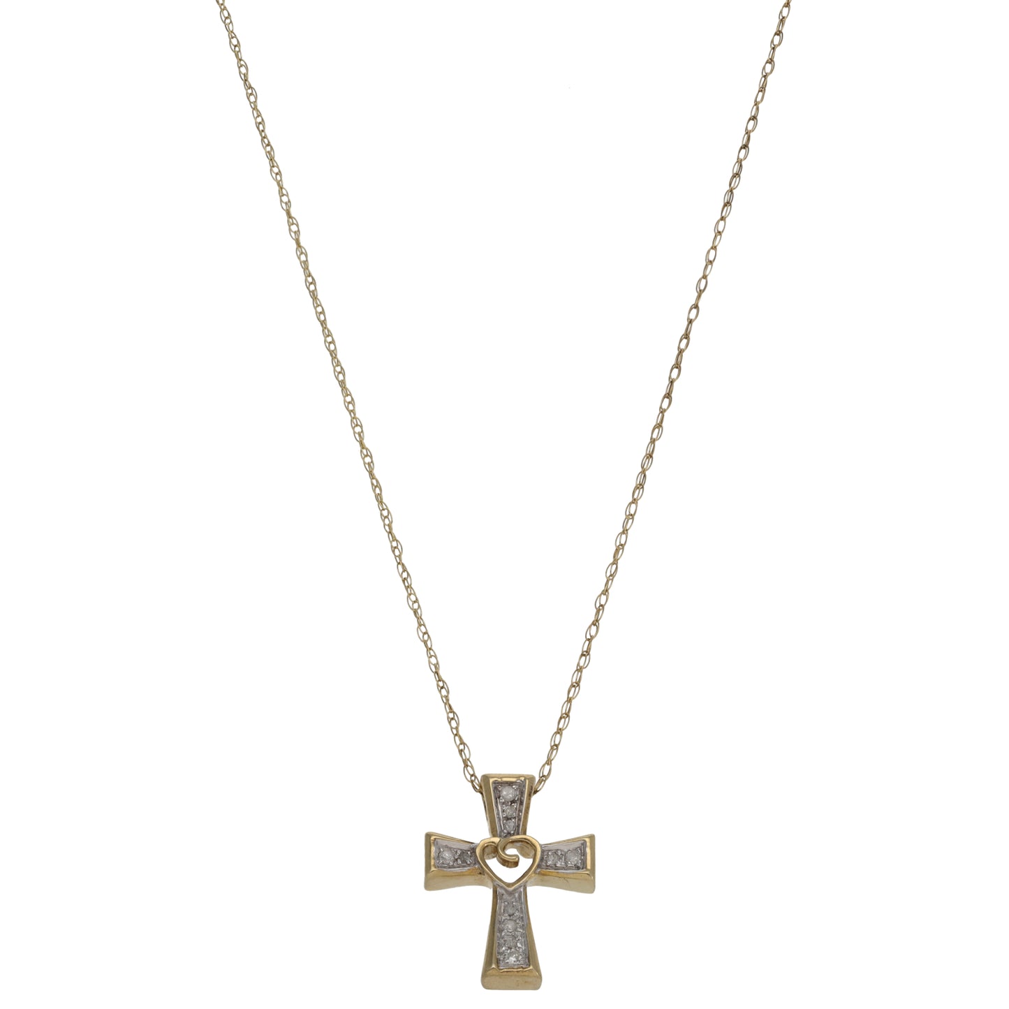 9ct Gold 0.08ct Diamond Cross Pendant With Chain