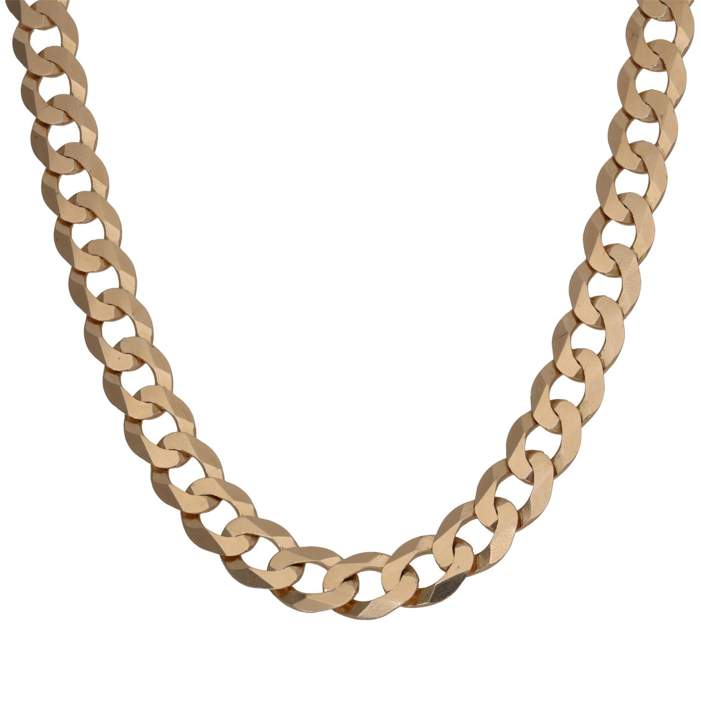 9ct gold curb chain necklace, linked oval links, 22 in length