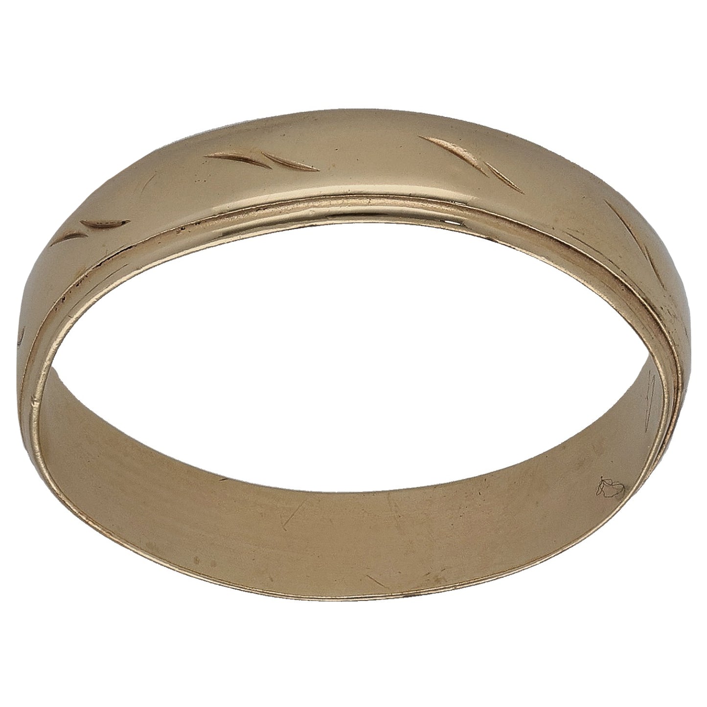 9ct Gold Patterned Wedding Ring Size P