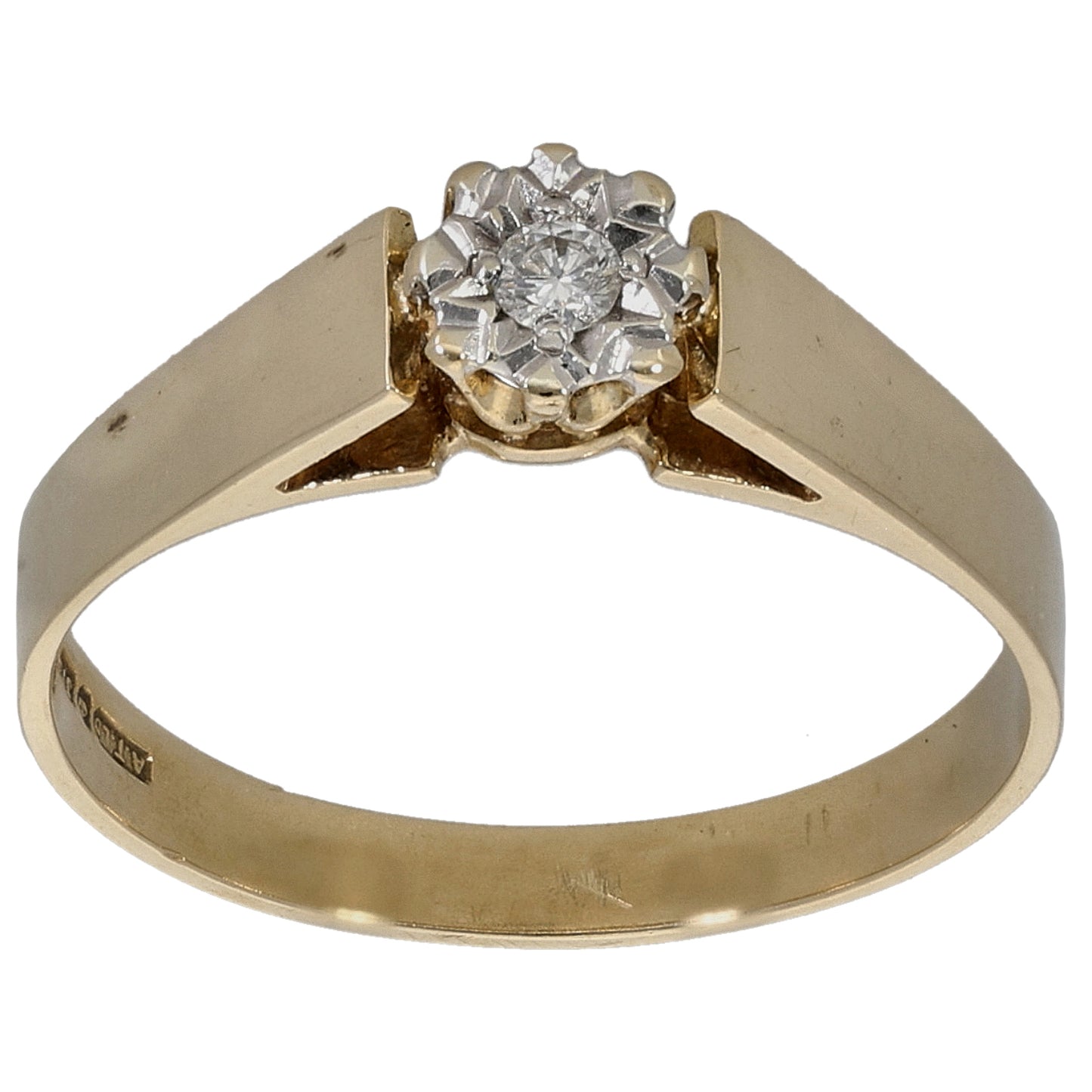 9ct Gold 0.05ct Diamond Solitaire Ring Size P