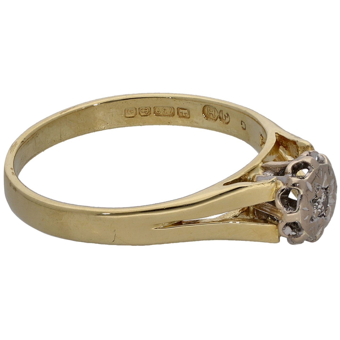 18ct Gold 0.02ct Diamond Solitaire Ring Size M