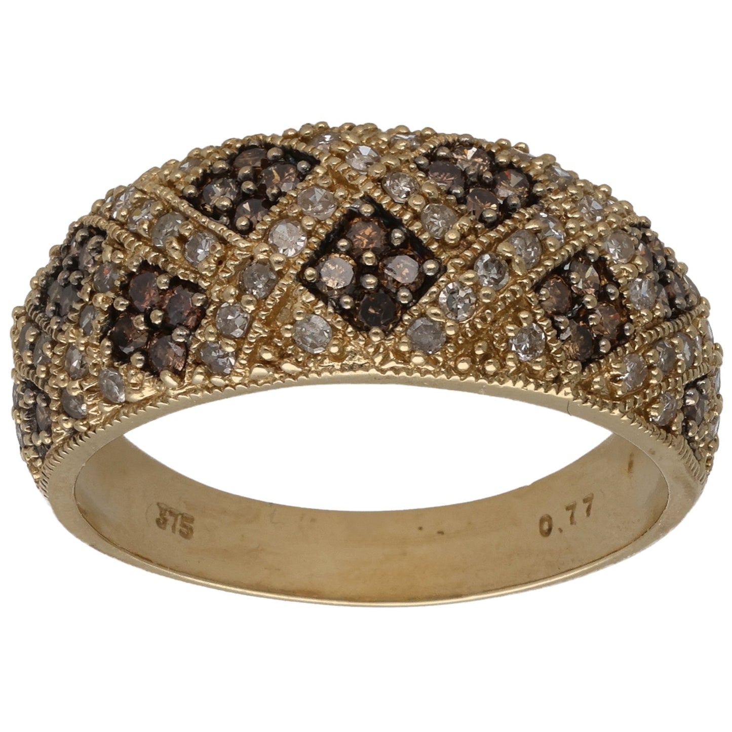 9ct Gold 0.77ct Diamond Dress/Cocktail Ring Size P