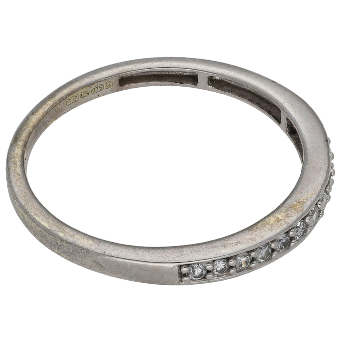 9ct White Gold 0.12ct Diamond Half Eternity Ring Size N