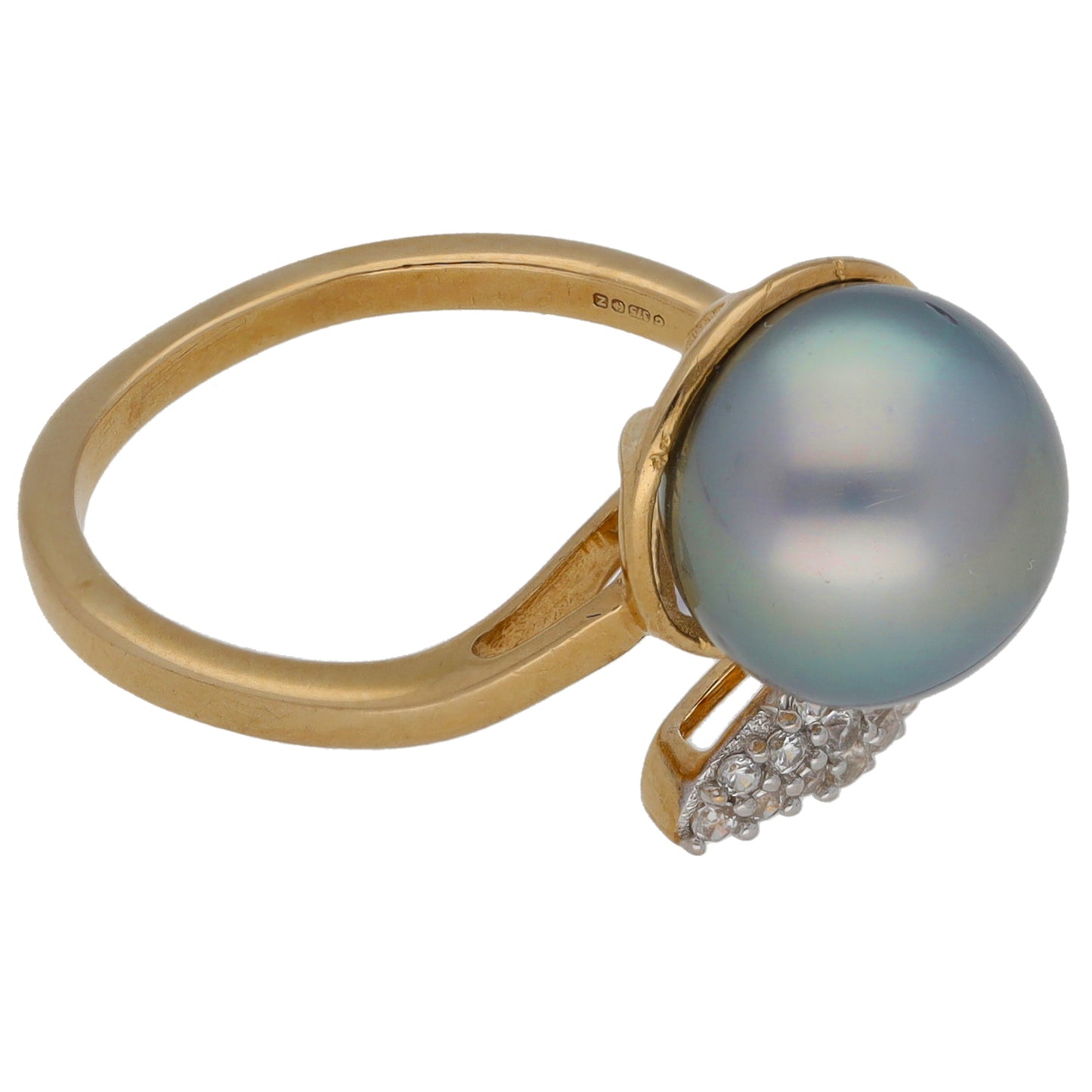 9ct Gold Cultured Pearl & Imitation Gems Dress/Cocktail Ring Size N